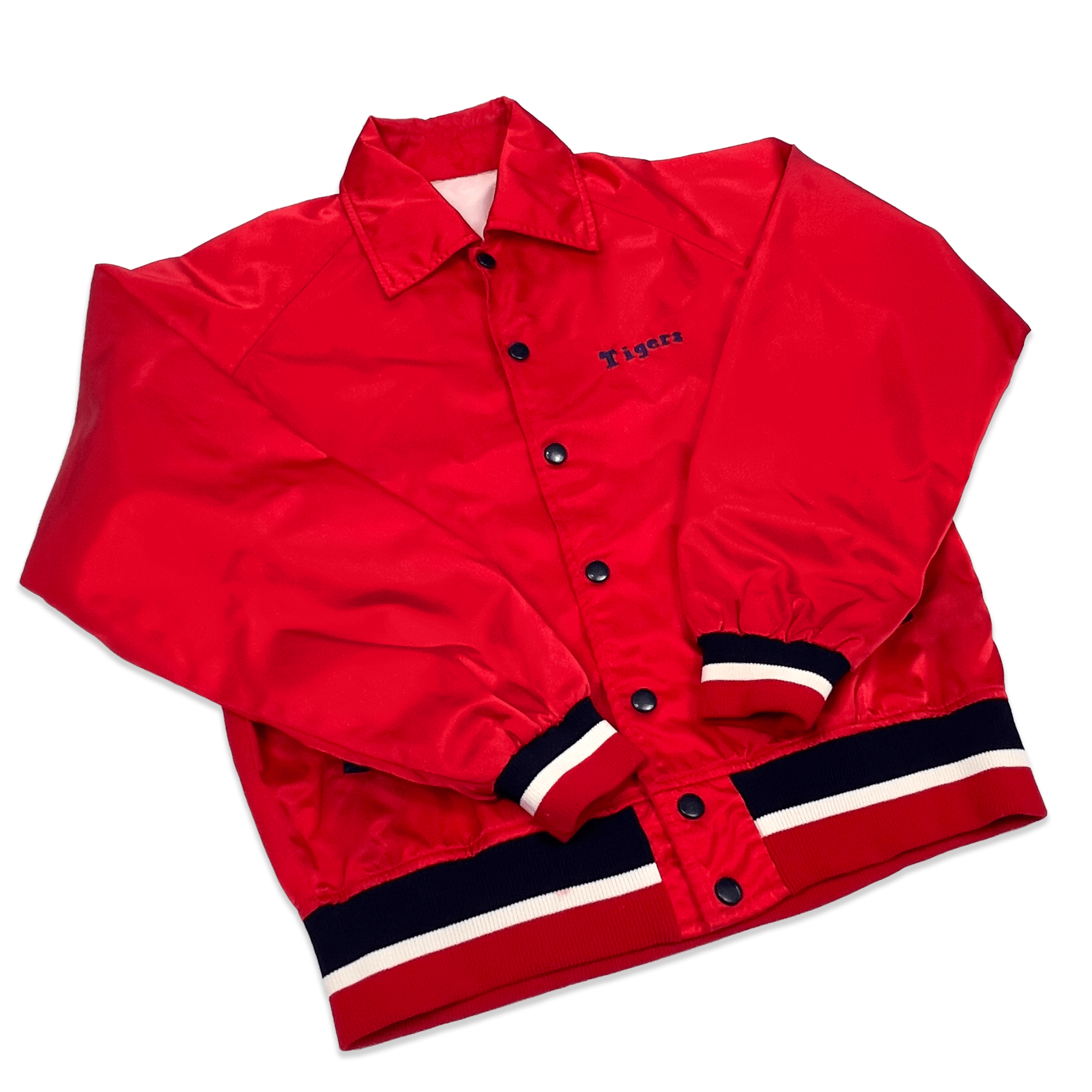 Vintage Hanshin Tigers Descente Red Satin 1970s Japanese Baseball Jacket - Sugoi JDM