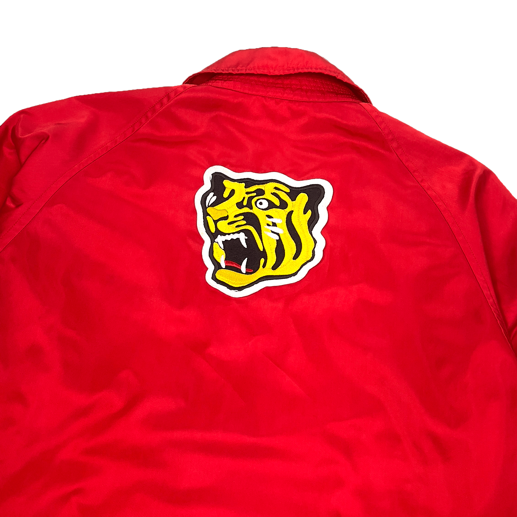 Vintage Hanshin Tigers Descente Red Satin 1970s Japanese Baseball Jacket - Sugoi JDM