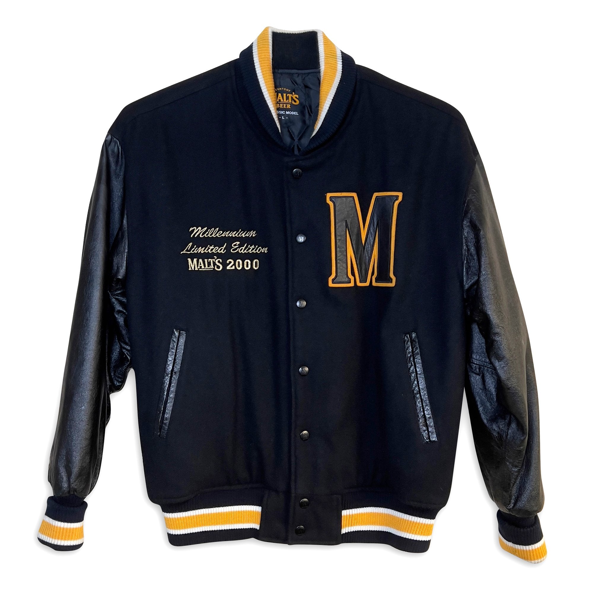 Vintage Japan JDM Suntory Malts Millennium Members 2000 Leather Varsity Jacket - Sugoi JDM