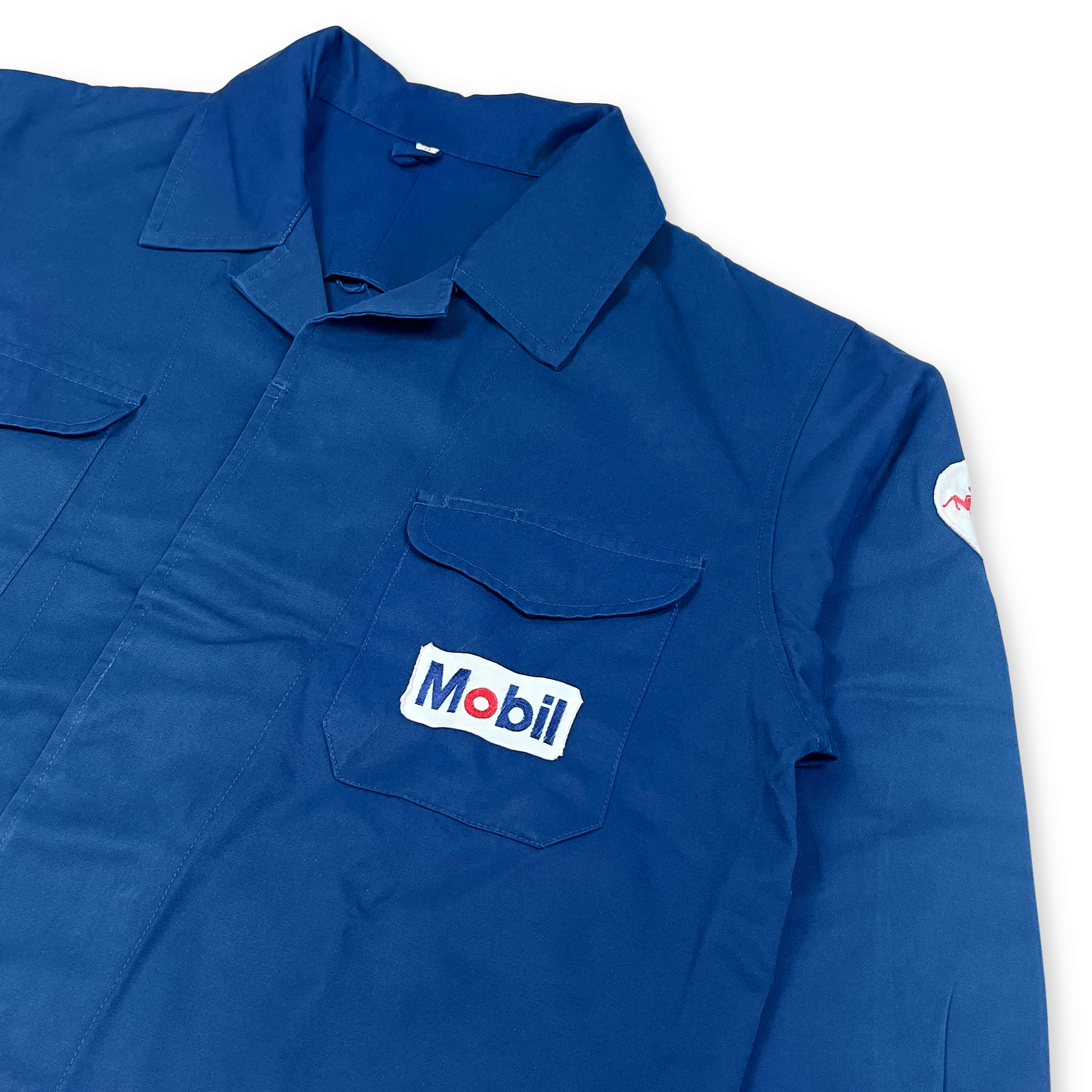 Vintage Showa Era JDM Japan Exxon Mobile Mechanic Staff Jacket Blue - Sugoi JDM