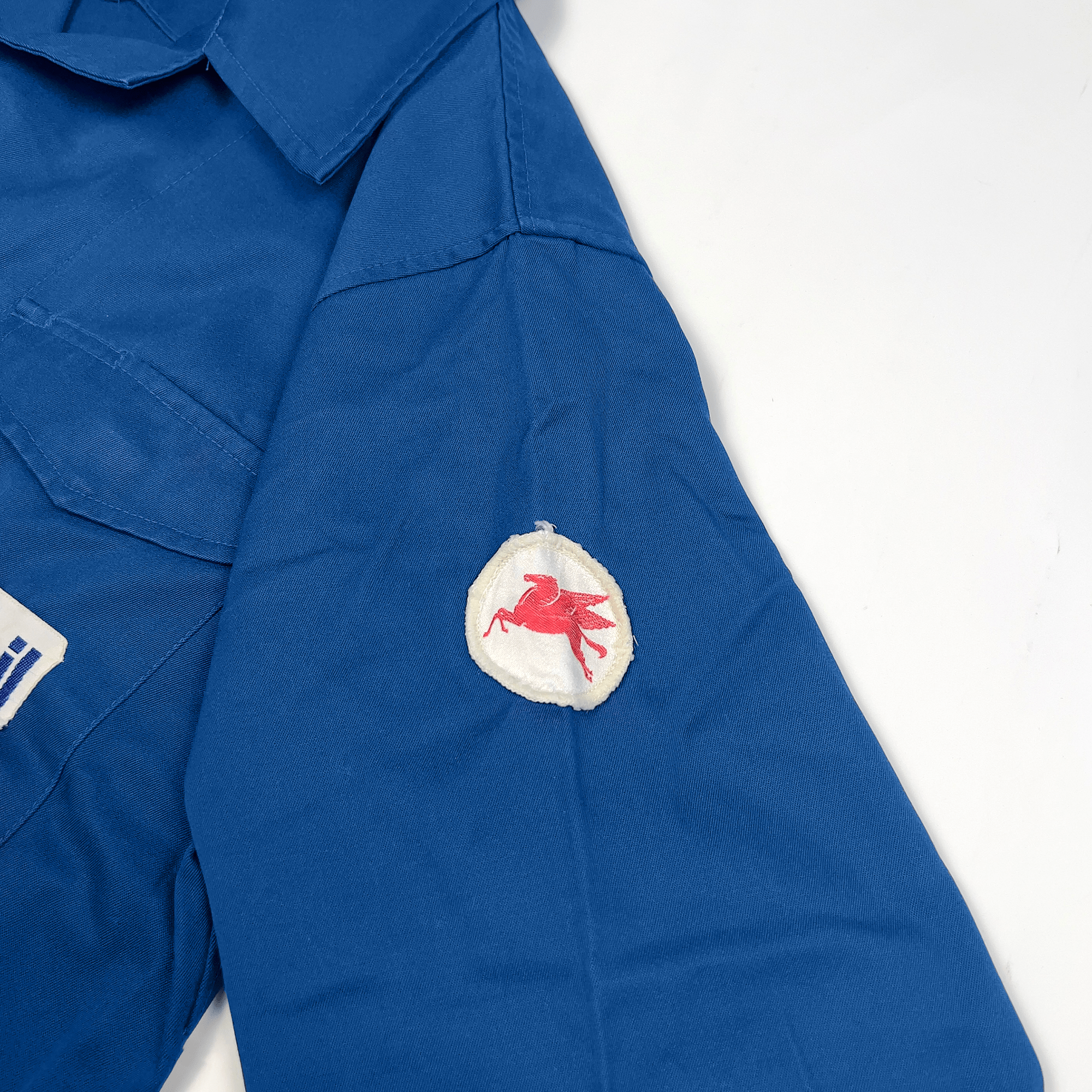 Vintage Showa Era JDM Japan Exxon Mobile Mechanic Staff Jacket Blue - Sugoi JDM
