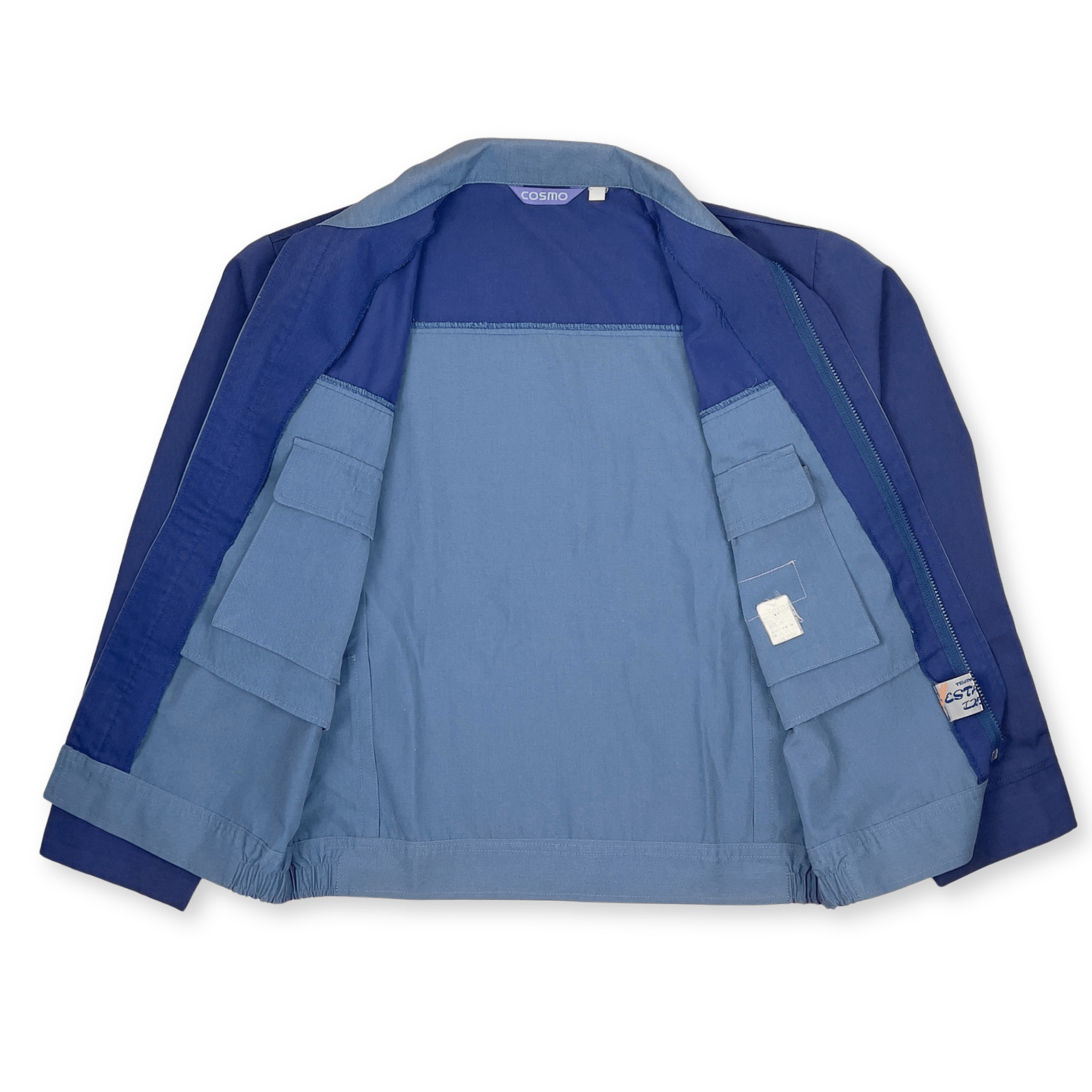 Vintage Showa Japan Cosmo Gas Station Staff Workwear Bomber Jacket Blue - Sugoi JDM