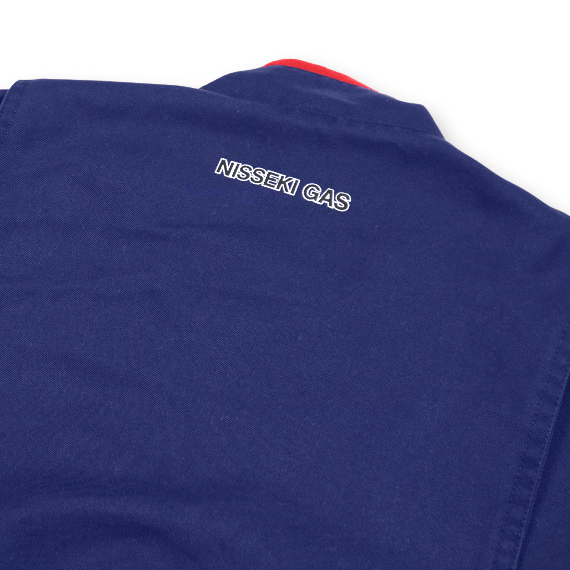 Vintage Showa Japan Nisseki Gas Station Staff Workwear Bomber Jacket Blue - Sugoi JDM