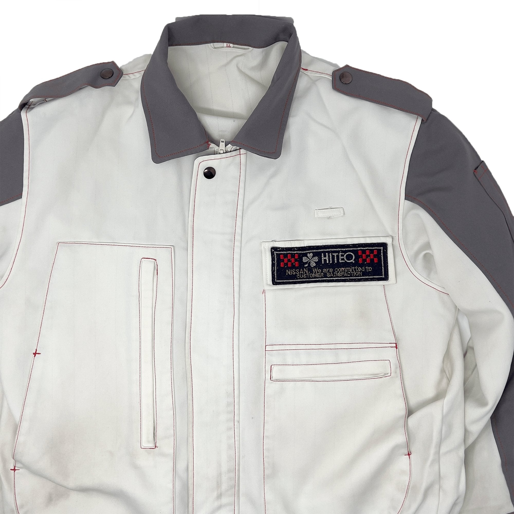 Authentic Retro JDM Japan Nissan HITEQ Mechanic Staff Jacket White - Sugoi JDM