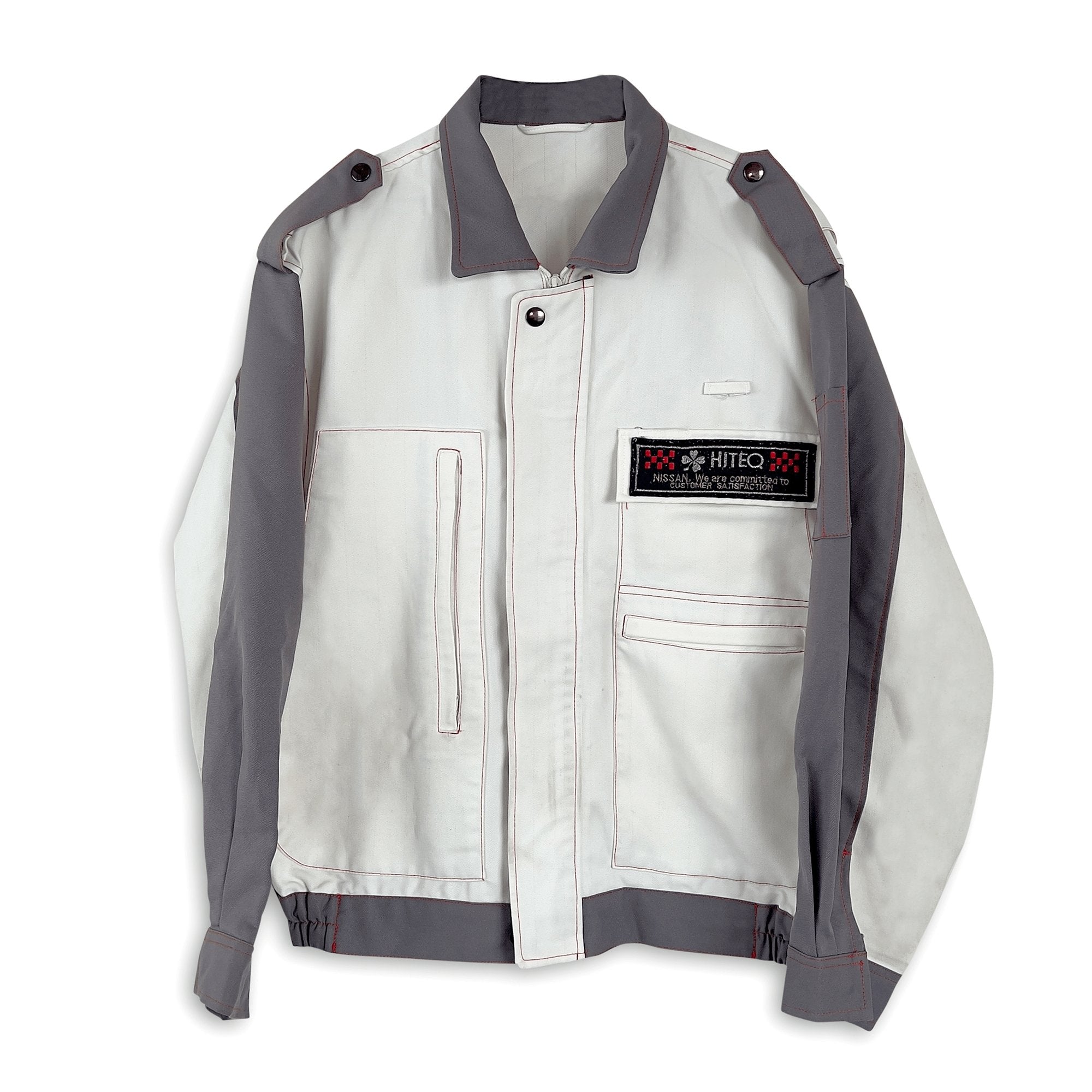 Authentic Retro JDM Japan Nissan HITEQ Mechanic Staff Jacket White - Sugoi JDM