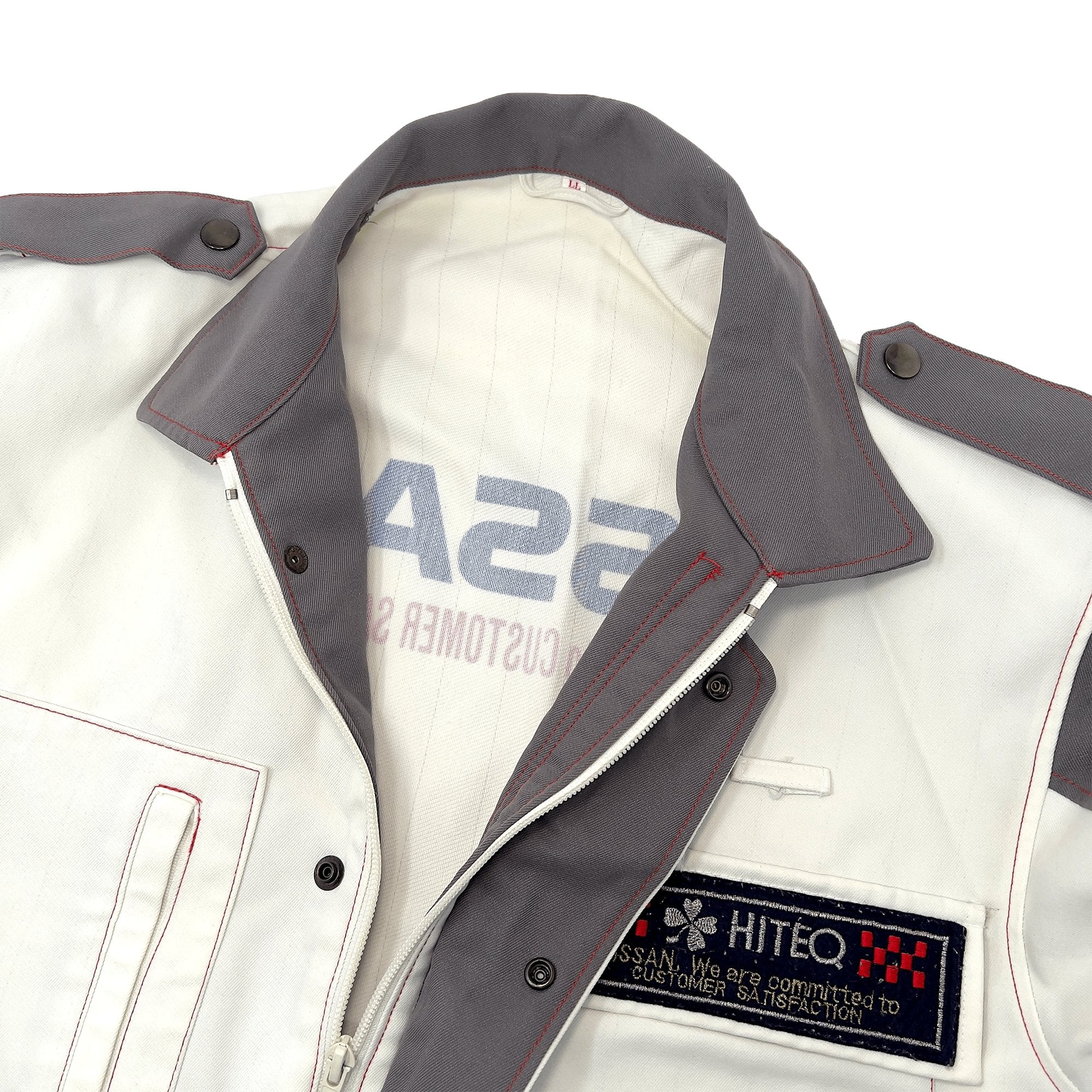Authentic Retro JDM Japan Nissan HITEQ Mechanic Staff Jacket White - Sugoi JDM