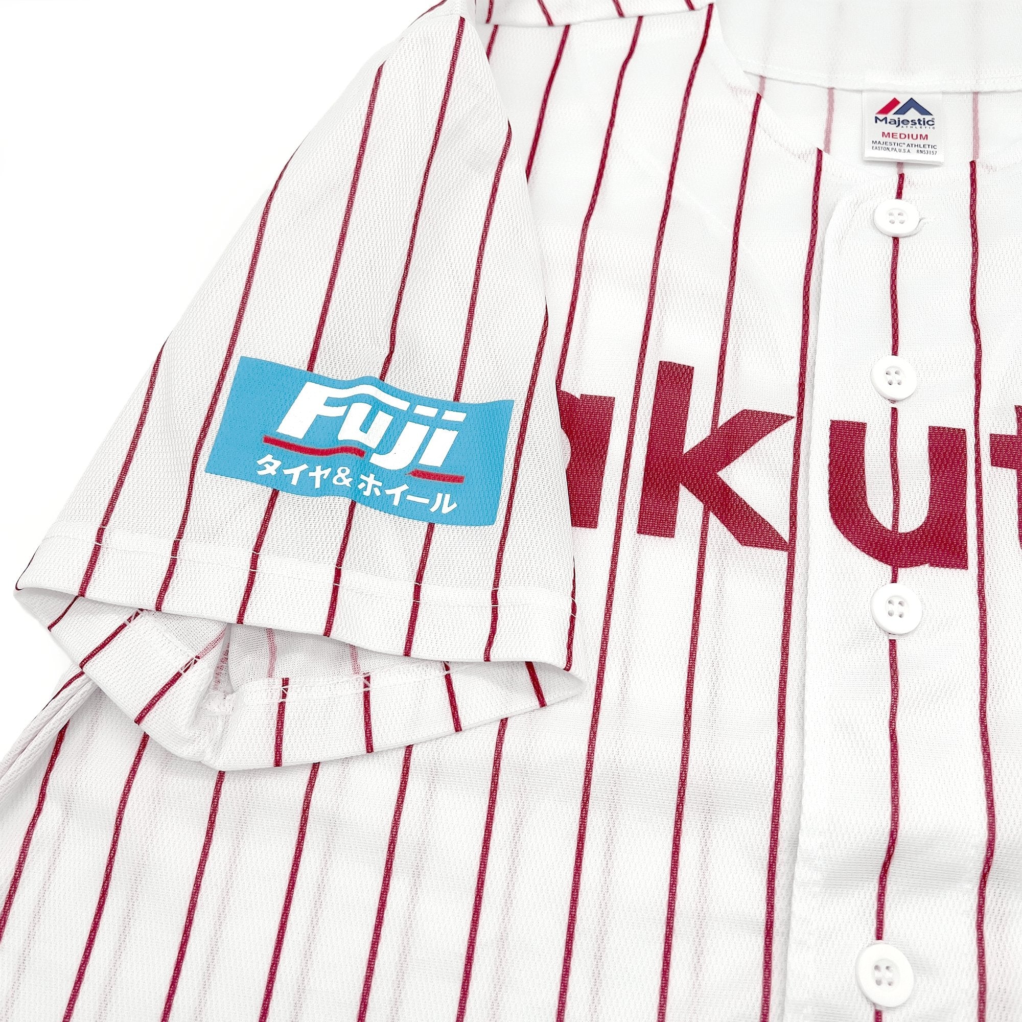 Genuine Japan Baseball Majestic Tohoku Rakuten Eagles Pin Stripe Jersey White - Sugoi JDM