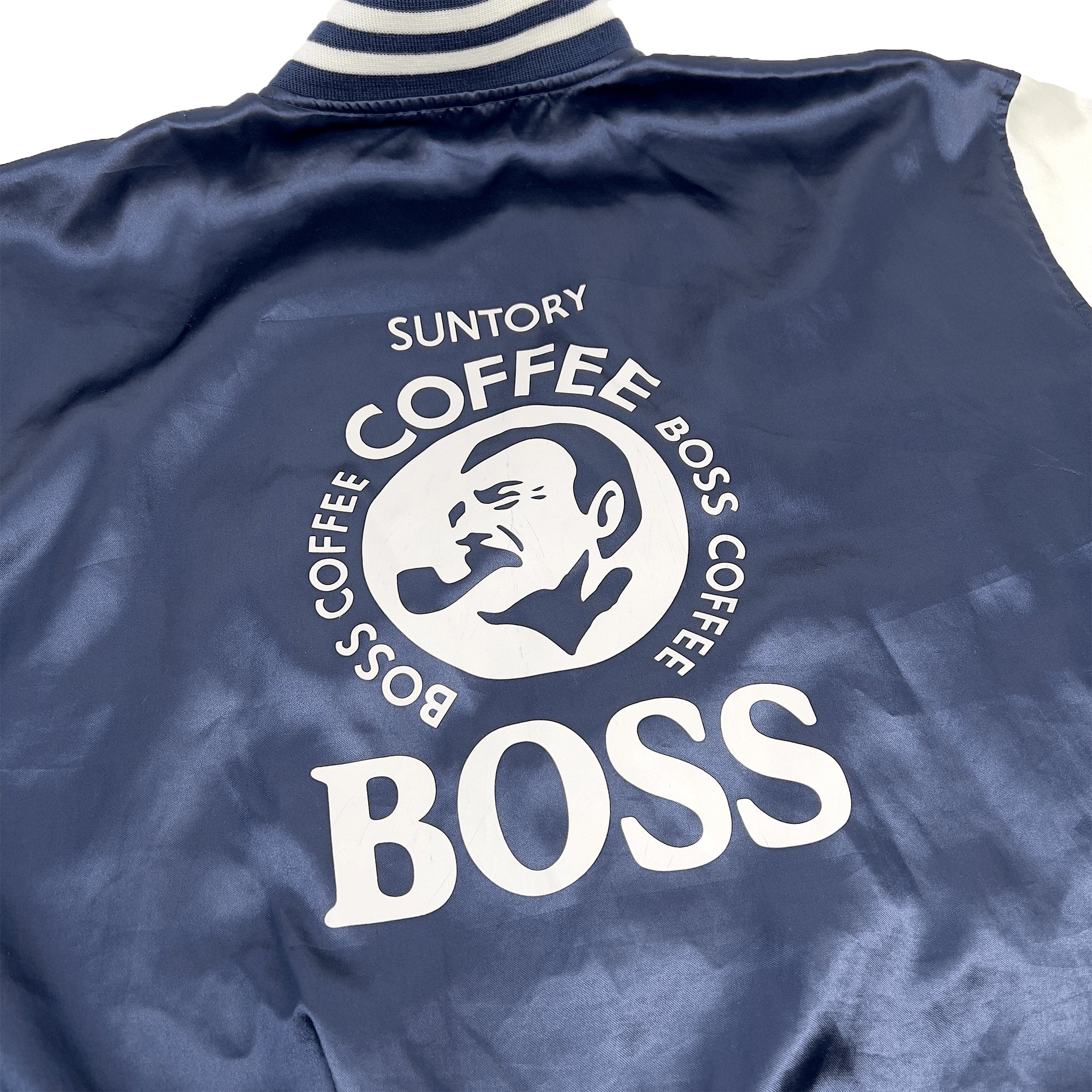 Genuine Vintage JDM Japan Suntory Boss Coffee Varsity Jacket Navy - Sugoi JDM