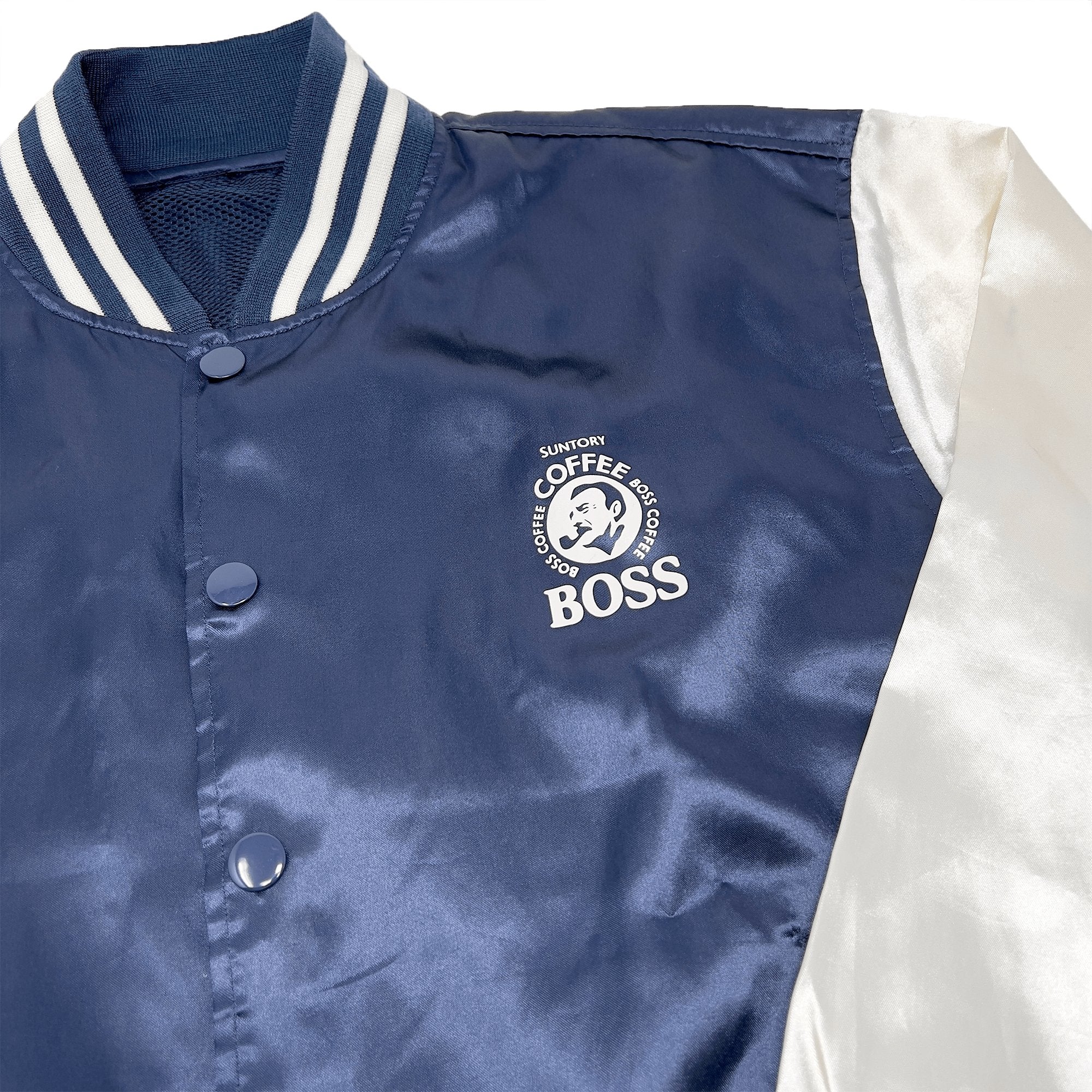 Genuine Vintage JDM Japan Suntory Boss Coffee Varsity Jacket Navy - Sugoi JDM