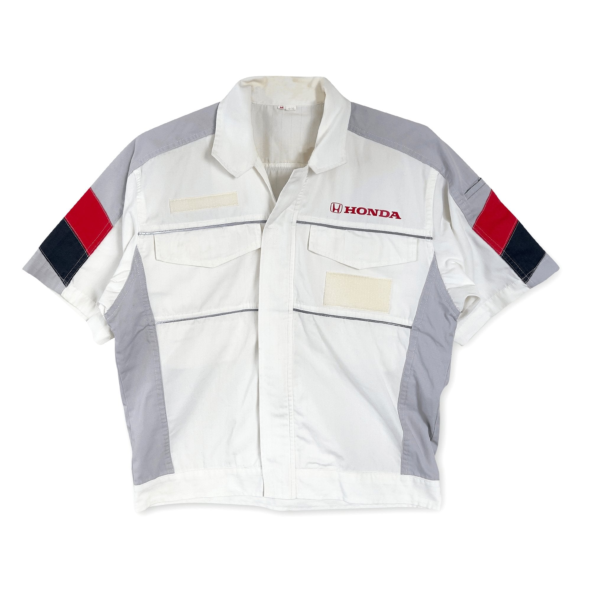 Japan JDM Retro Honda Heavy Duty Summer Mechanic Short Sleeved Jacket White - Sugoi JDM