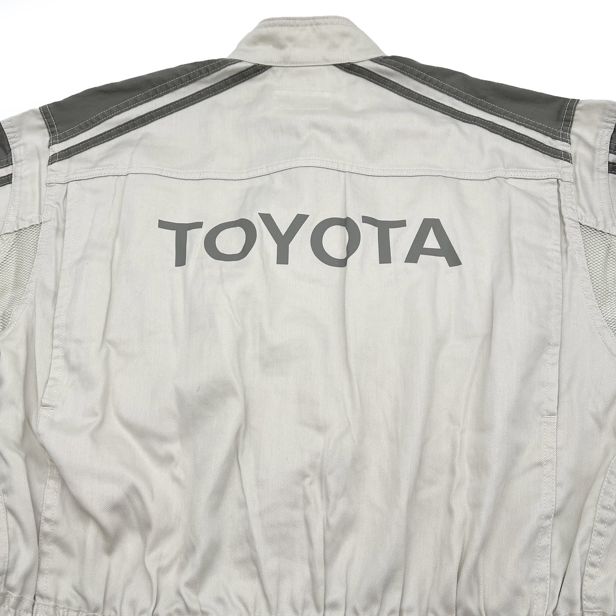 JDM Japan Retro Toyota Tecno Summer Coveralls Mechanic Suite Tsunagi Grey - Sugoi JDM