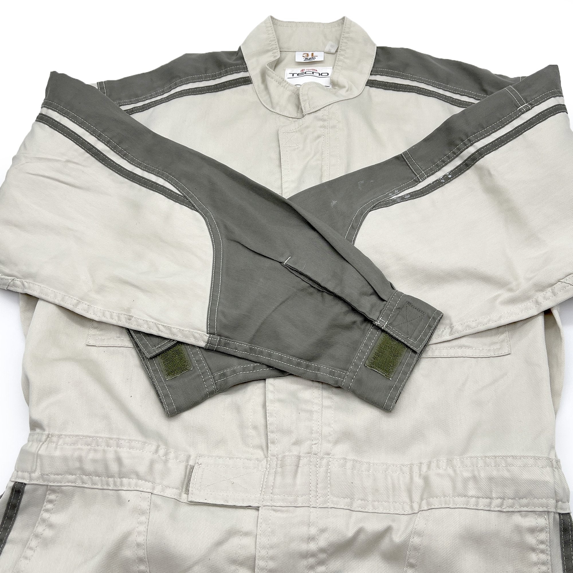 JDM Japan Retro Toyota Tecno Summer Coveralls Mechanic Suite Tsunagi Grey - Sugoi JDM