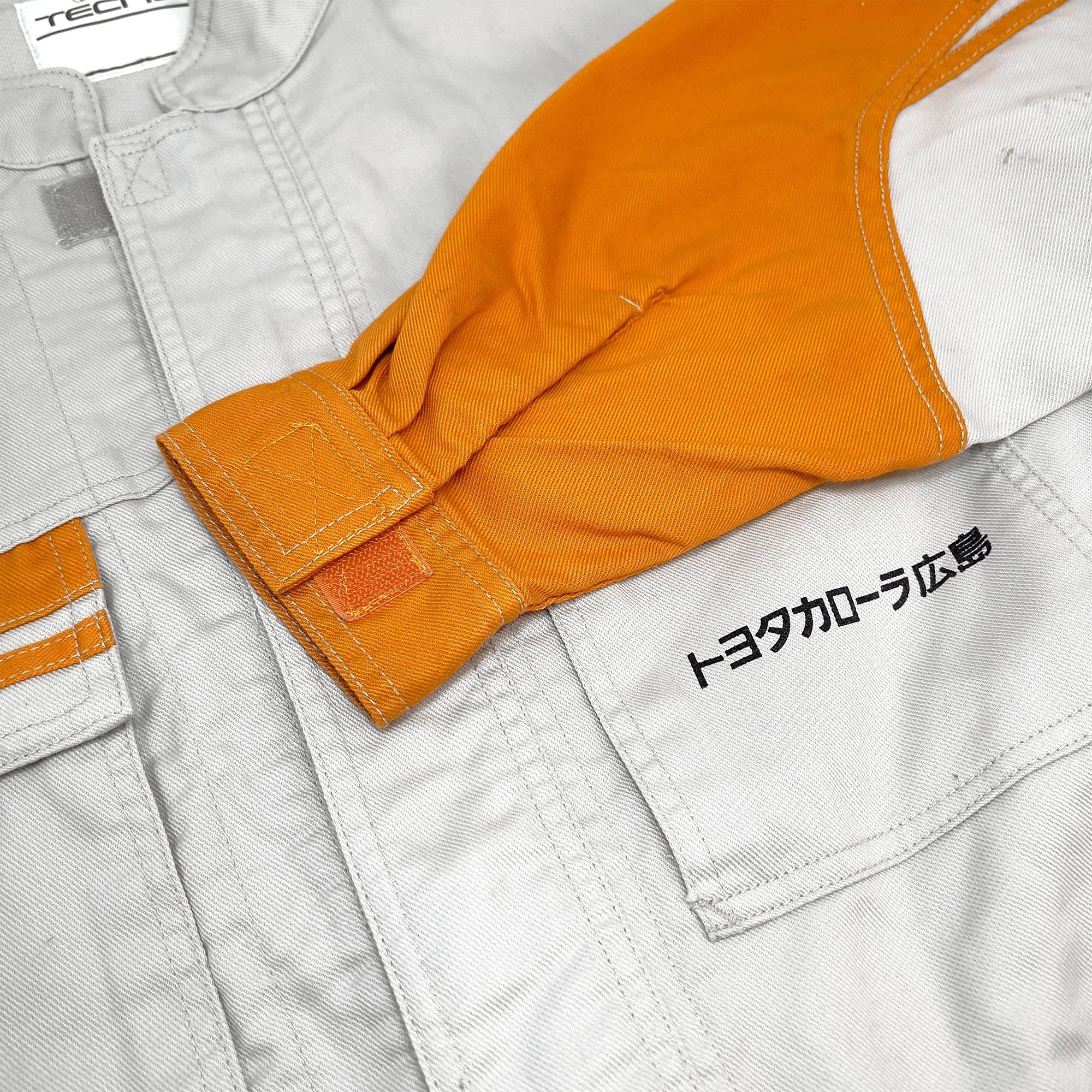 JDM Retro Toyota Corolla Tecno Summer Coveralls Jumpsuit Tsunagi Orange - Sugoi JDM