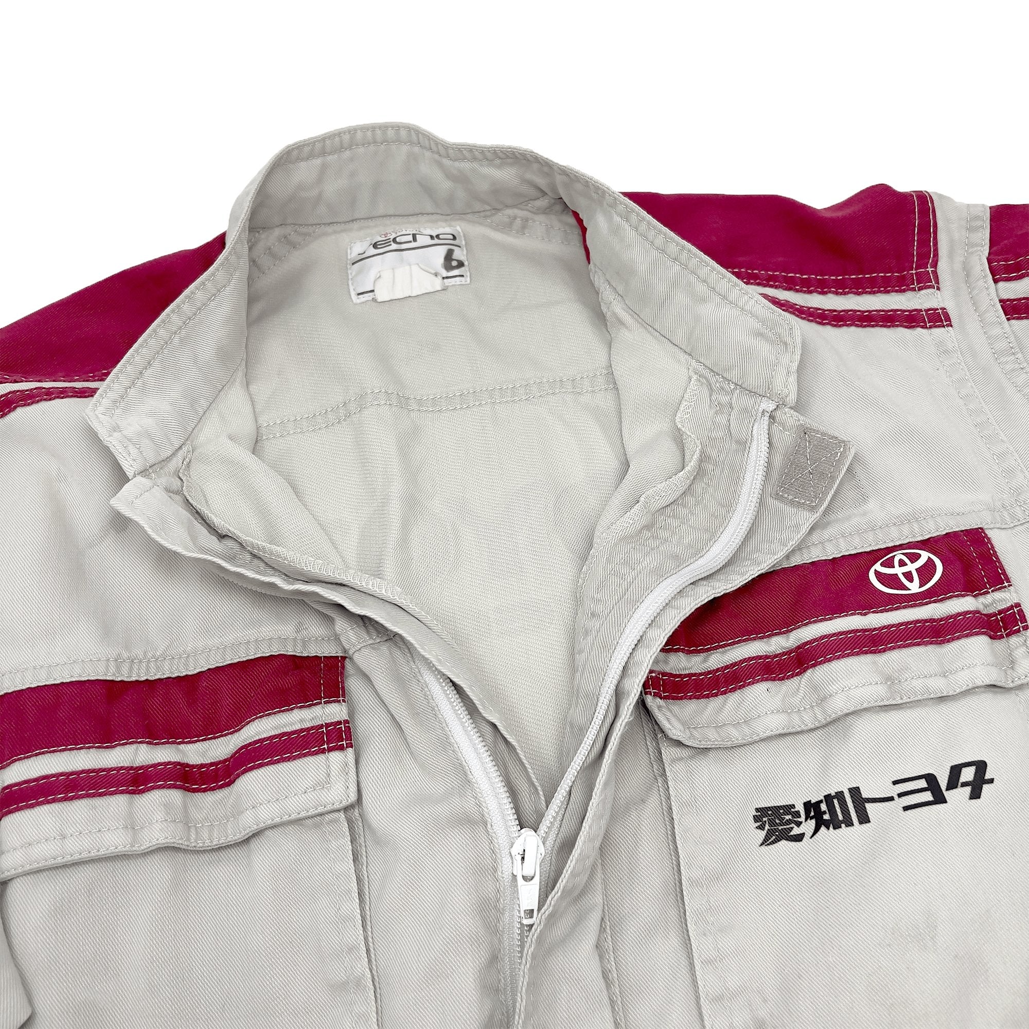 JDM Retro Toyota Tecno Summer Jumpsuit Coveralls Mechanic Suite Tsunagi Red - Sugoi JDM