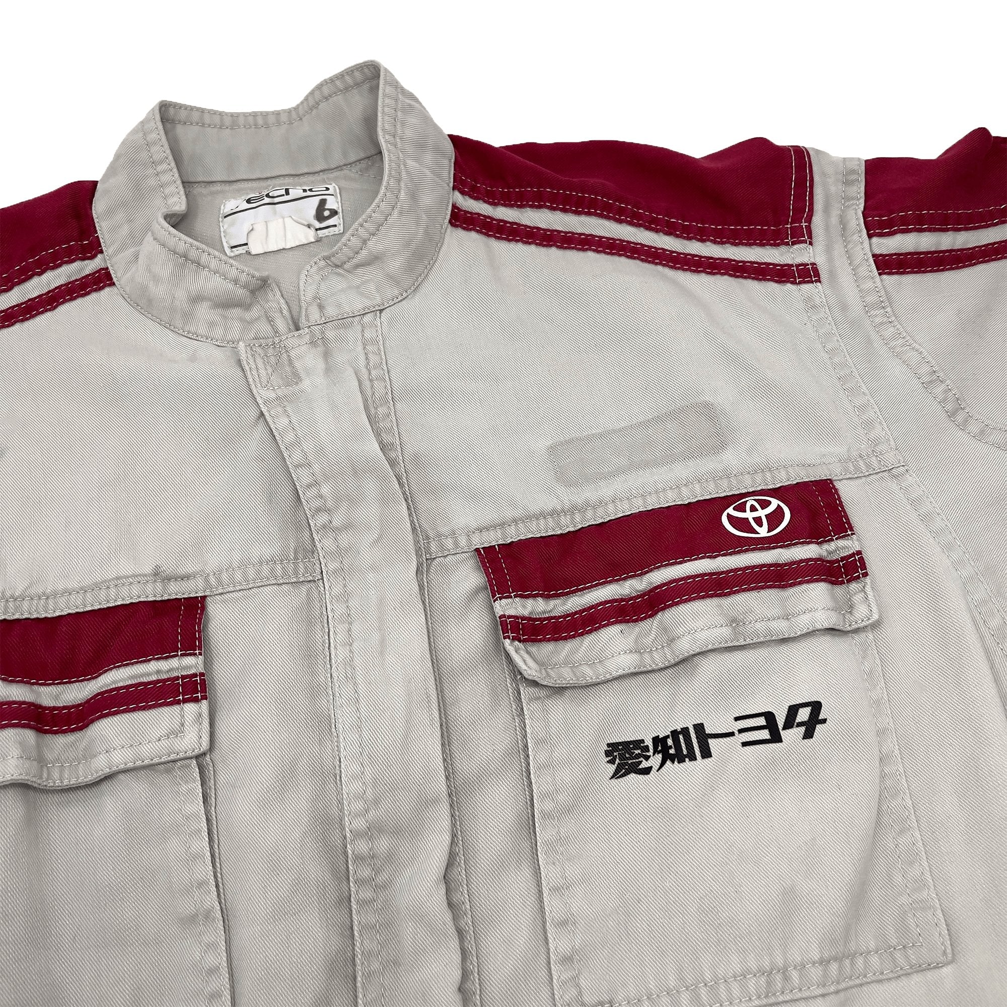 JDM Retro Toyota Tecno Summer Jumpsuit Coveralls Mechanic Suite Tsunagi Red - Sugoi JDM