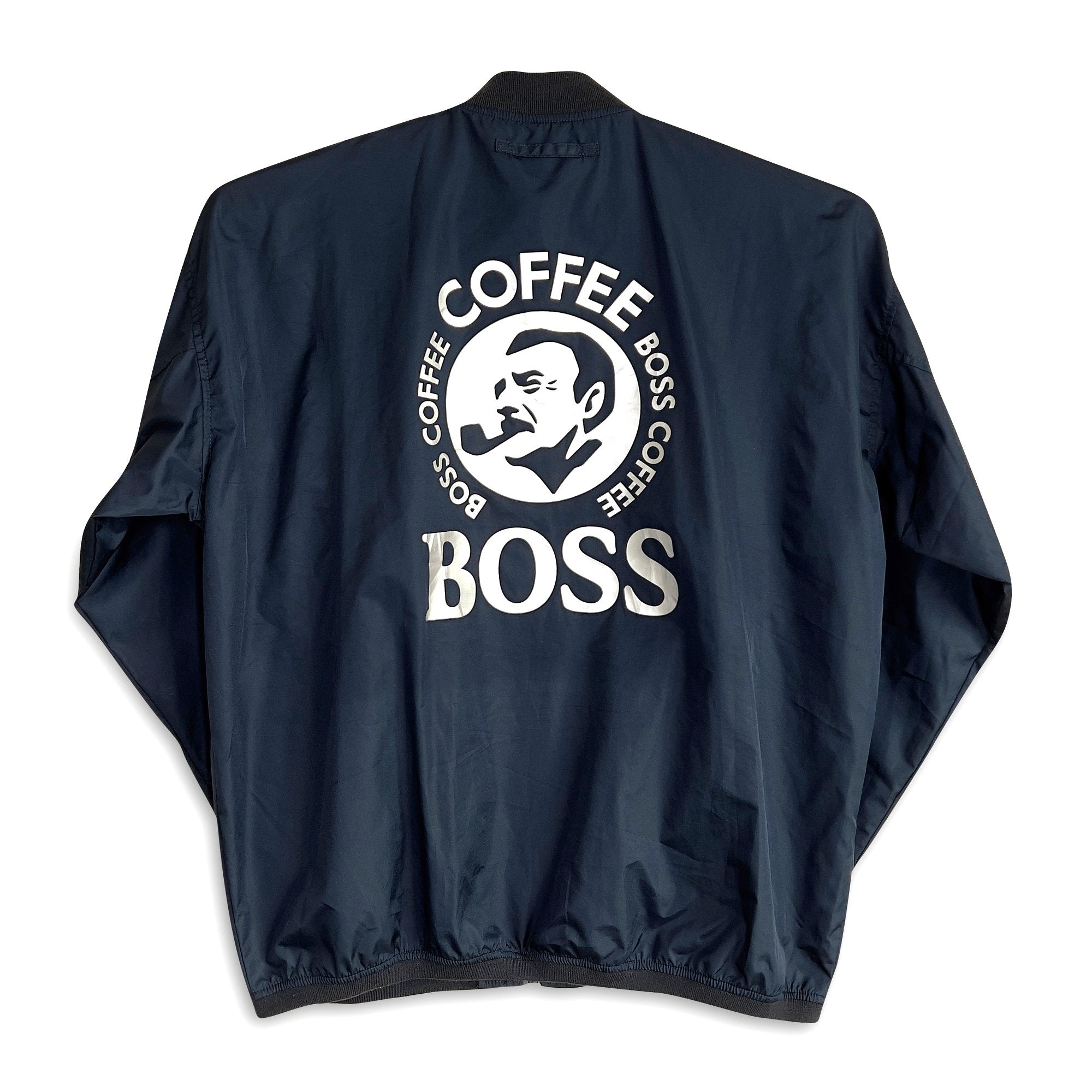 Limited Retro Japan Suntory Boss Coffee 25th Coaches Jacket Navy Blue - Sugoi JDM