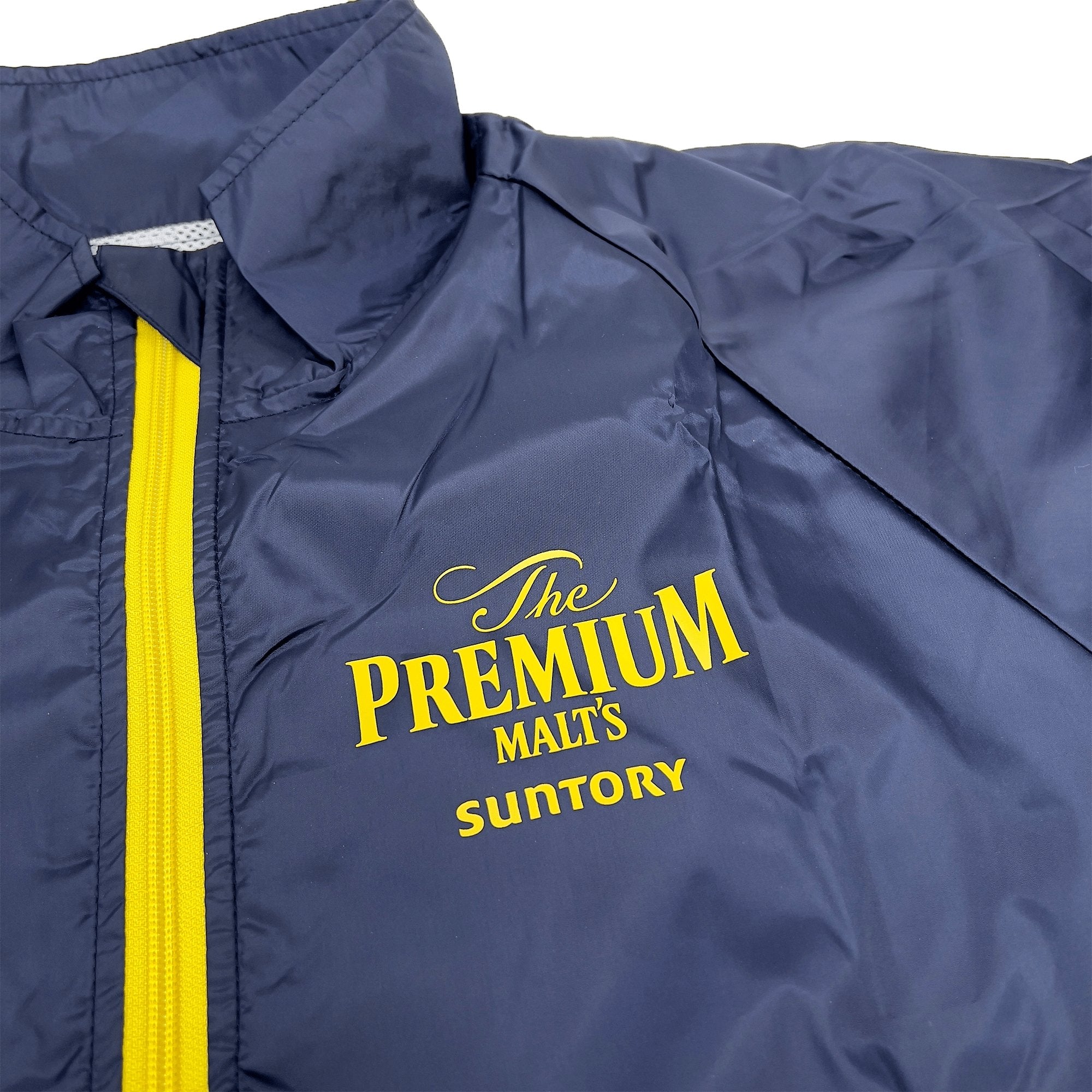 New Genuine Retro Japan JDM Suntory The Premium Malts Windbreaker Jacket Navy - Sugoi JDM