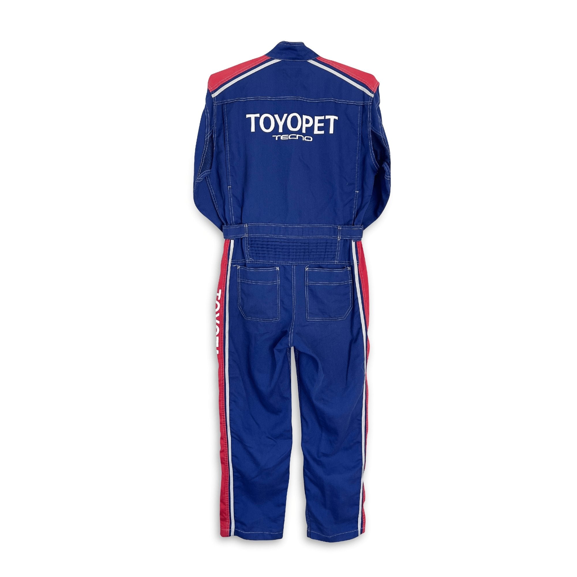 New Retro JDM Toyota Toyopet Tecno Summer Coveralls Jumpsuit Tsunagi Blue Red - Sugoi JDM