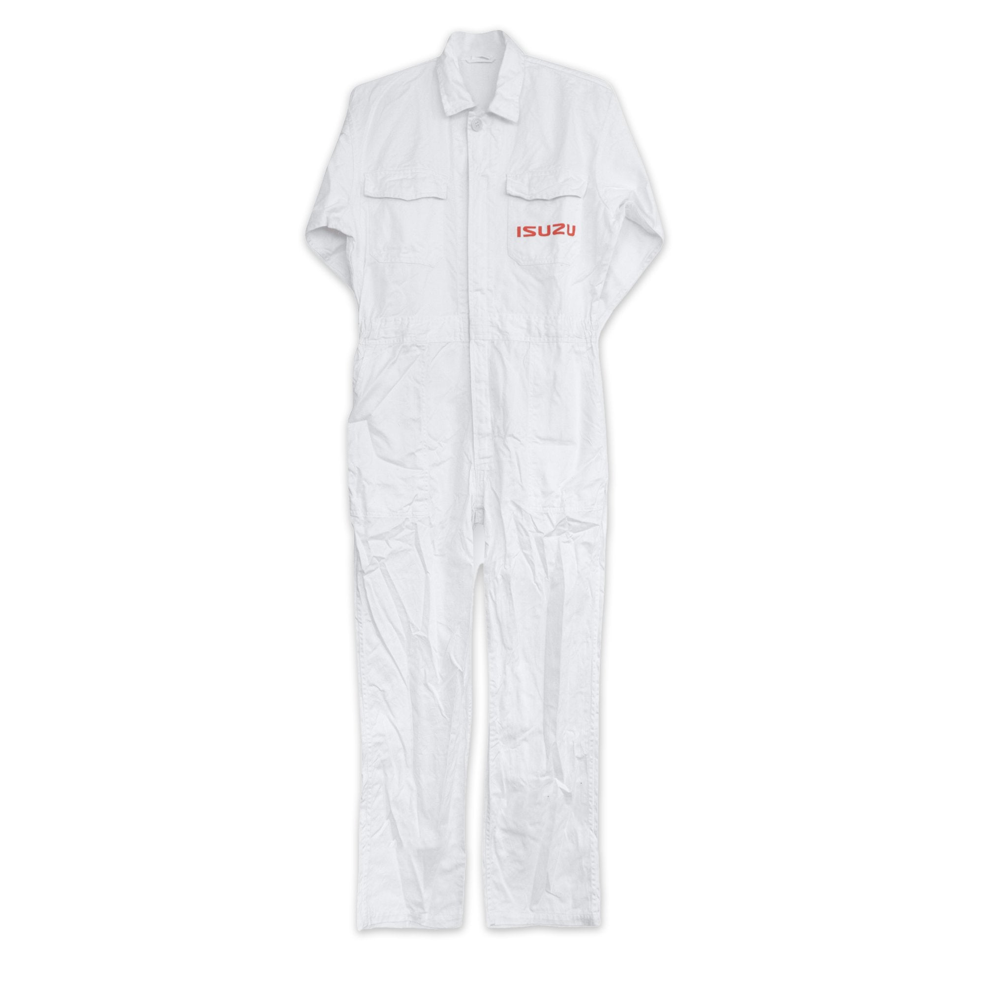 New Retro Showa Era JDM Isuzu Mechanic Tsunagi Coveralls White - Sugoi JDM