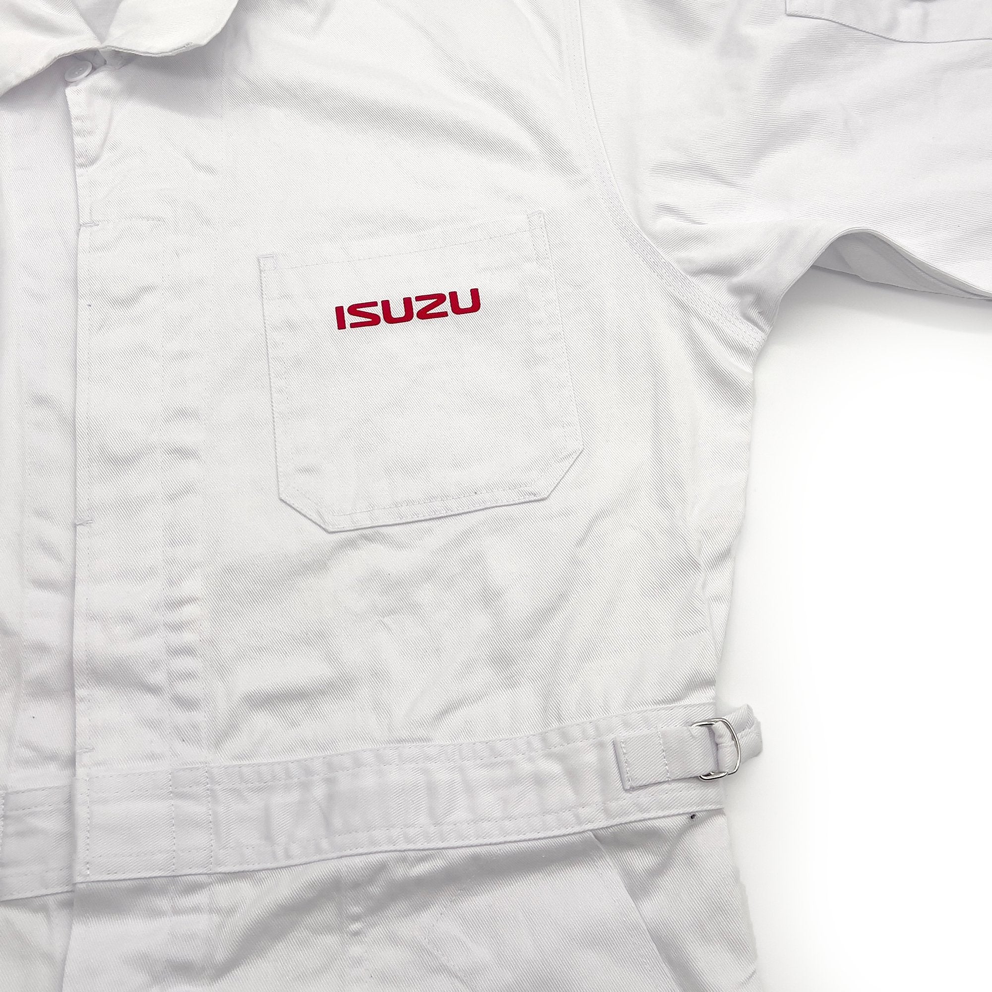 New Retro Showa Era JDM Isuzu Mechanic Tsunagi Coveralls White - Sugoi JDM