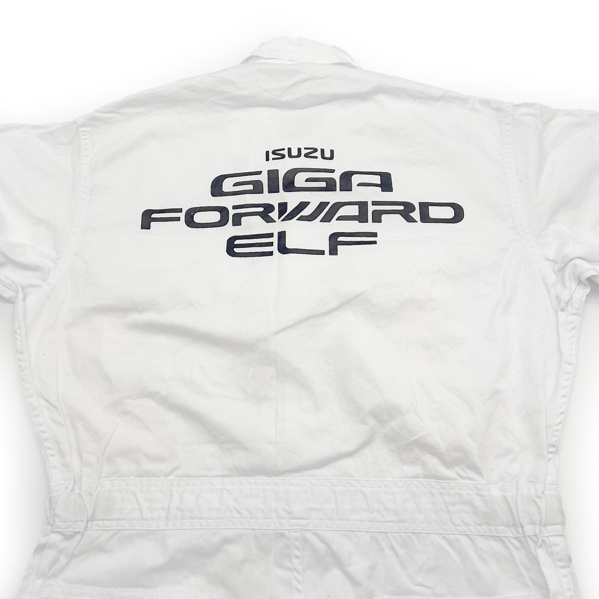 New Retro Showa JDM Isuzu Giga Forward Elf Truck Tsunagi Coveralls White - Sugoi JDM
