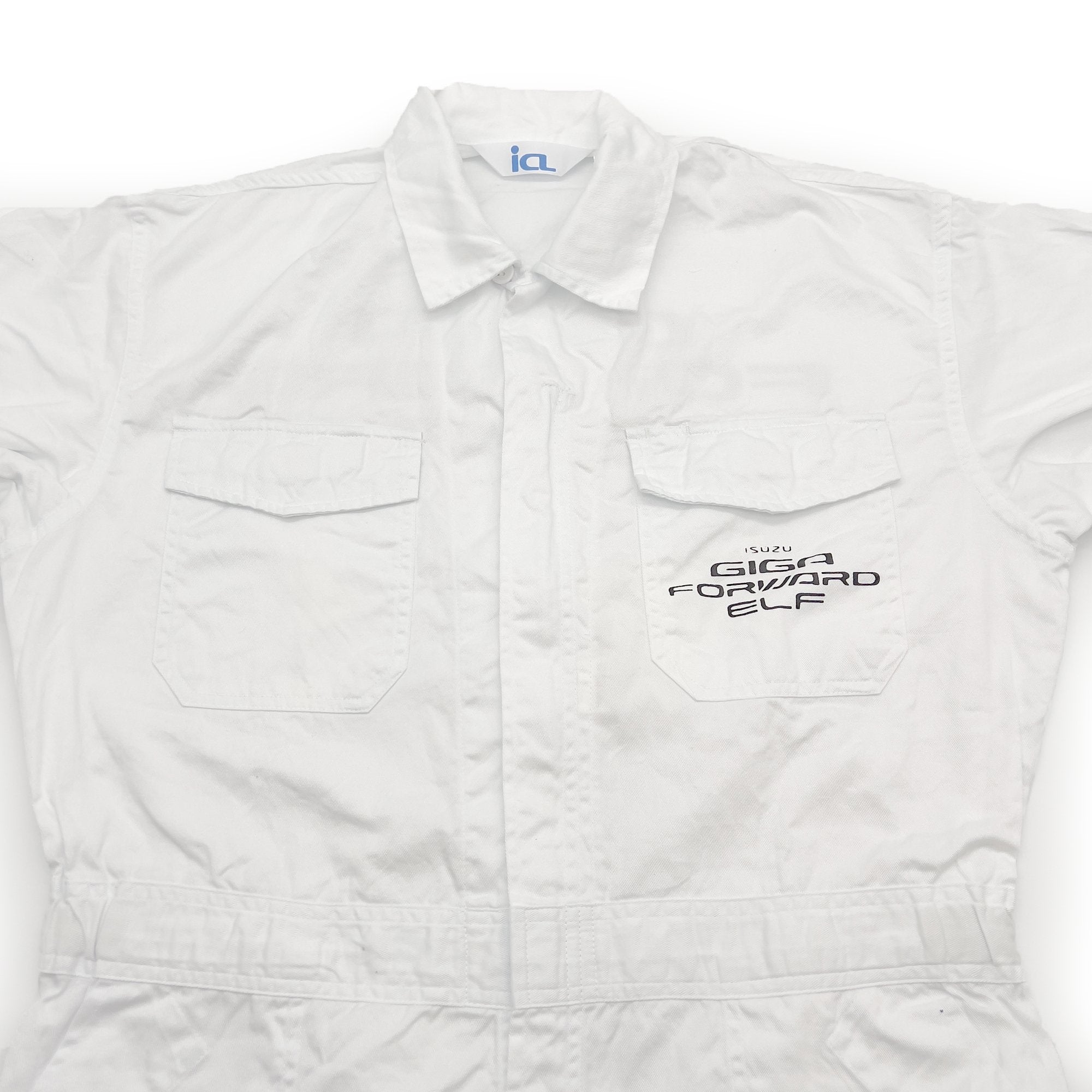 New Retro Showa JDM Isuzu Giga Forward Elf Truck Tsunagi Coveralls White - Sugoi JDM