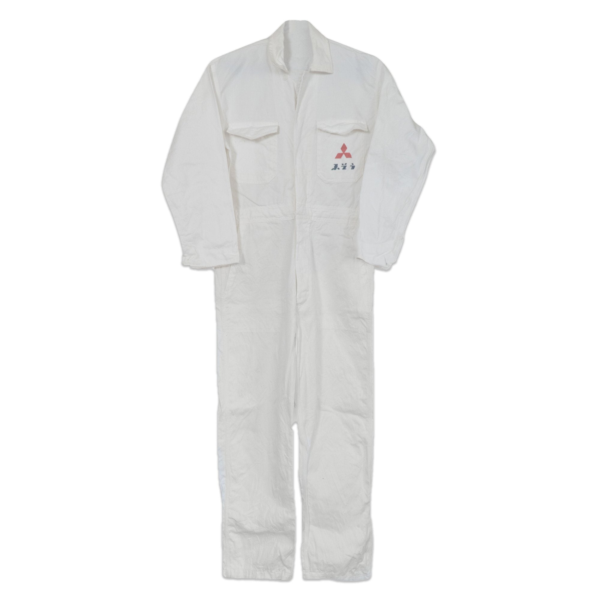 New Vintage JDM Japan Showa Mitsubishi Fuso Coveralls Tsunagi White - Sugoi JDM