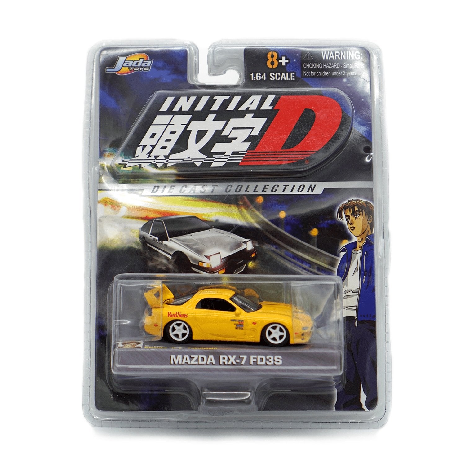 Retro 2004 Jada Toys Initial D Diecast Metal Car Mazda RX-7 FD3S 1:64 - Sugoi JDM