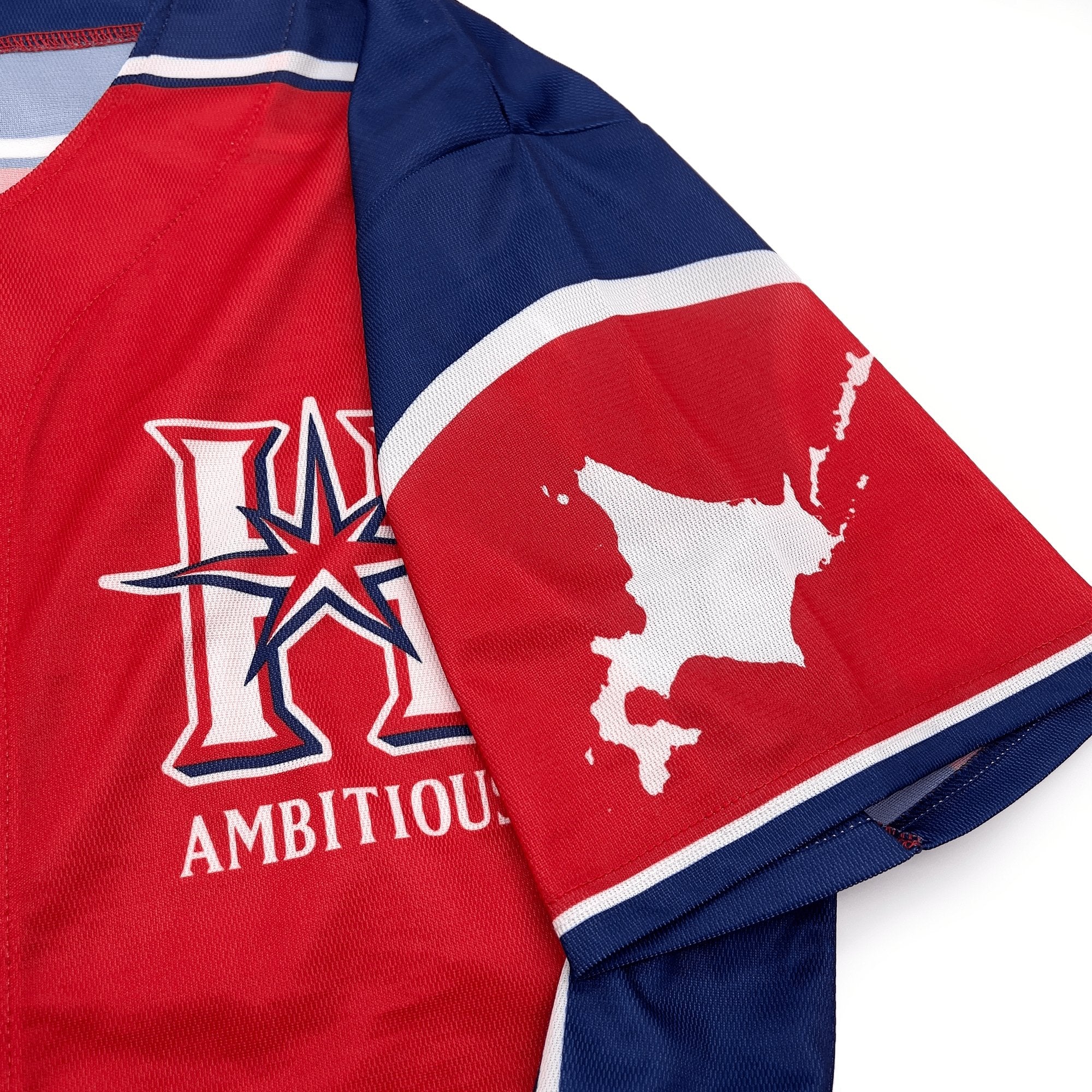 Retro Japan Hokkaido Nippon Ham Fighters Ambitious Light Jersey Red - Sugoi JDM