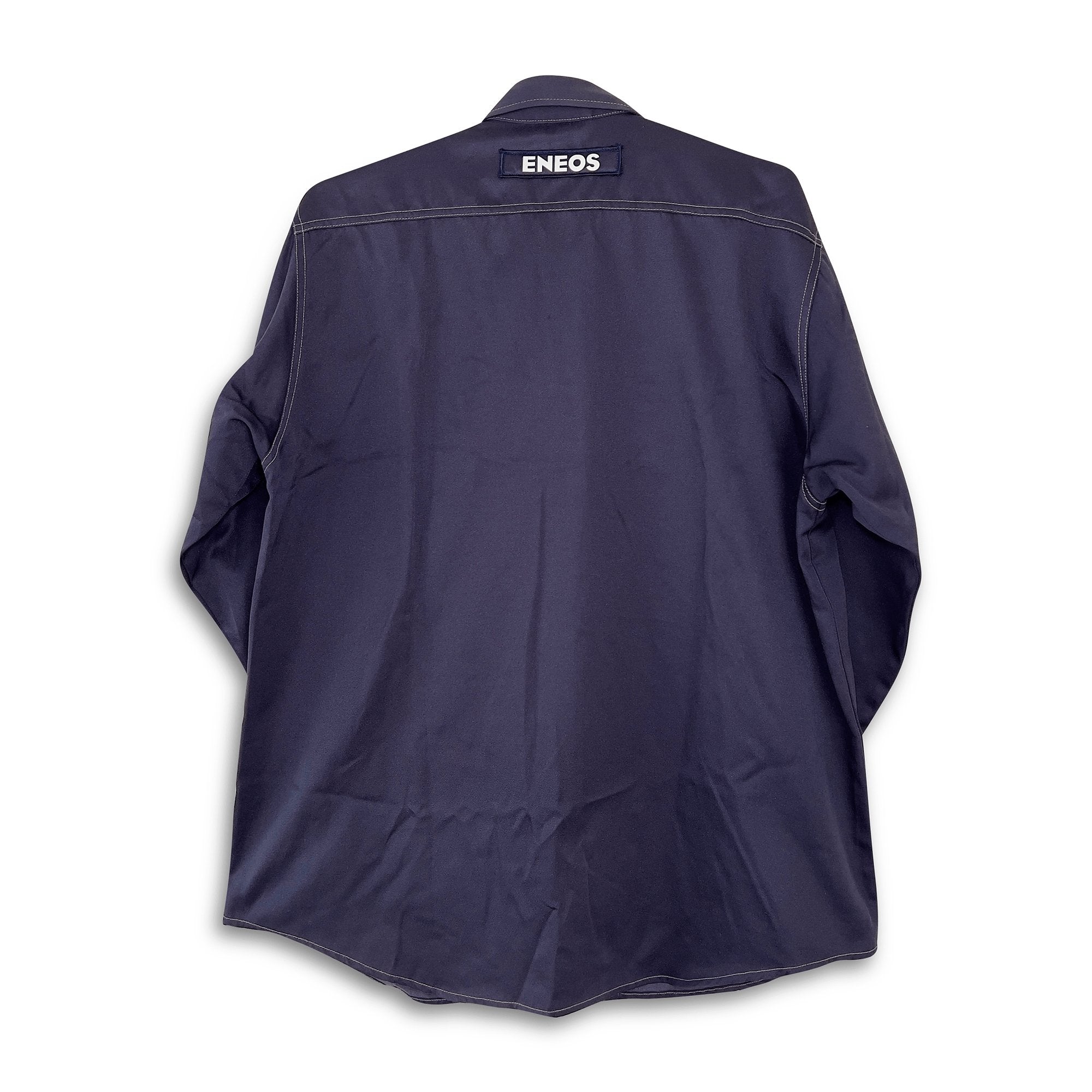 Retro Japan JDM ENEOS Oil Staff Long Sleeve Button Up Shirt Blue - Sugoi JDM