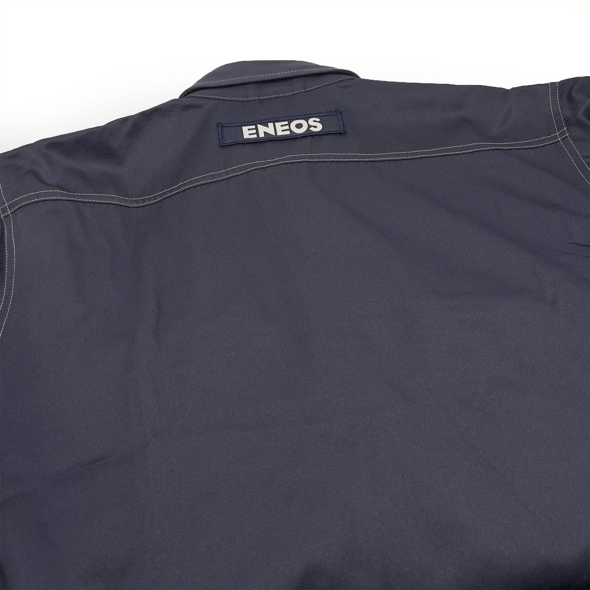 Retro Japan JDM ENEOS Oil Staff Long Sleeve Button Up Shirt Blue - Sugoi JDM