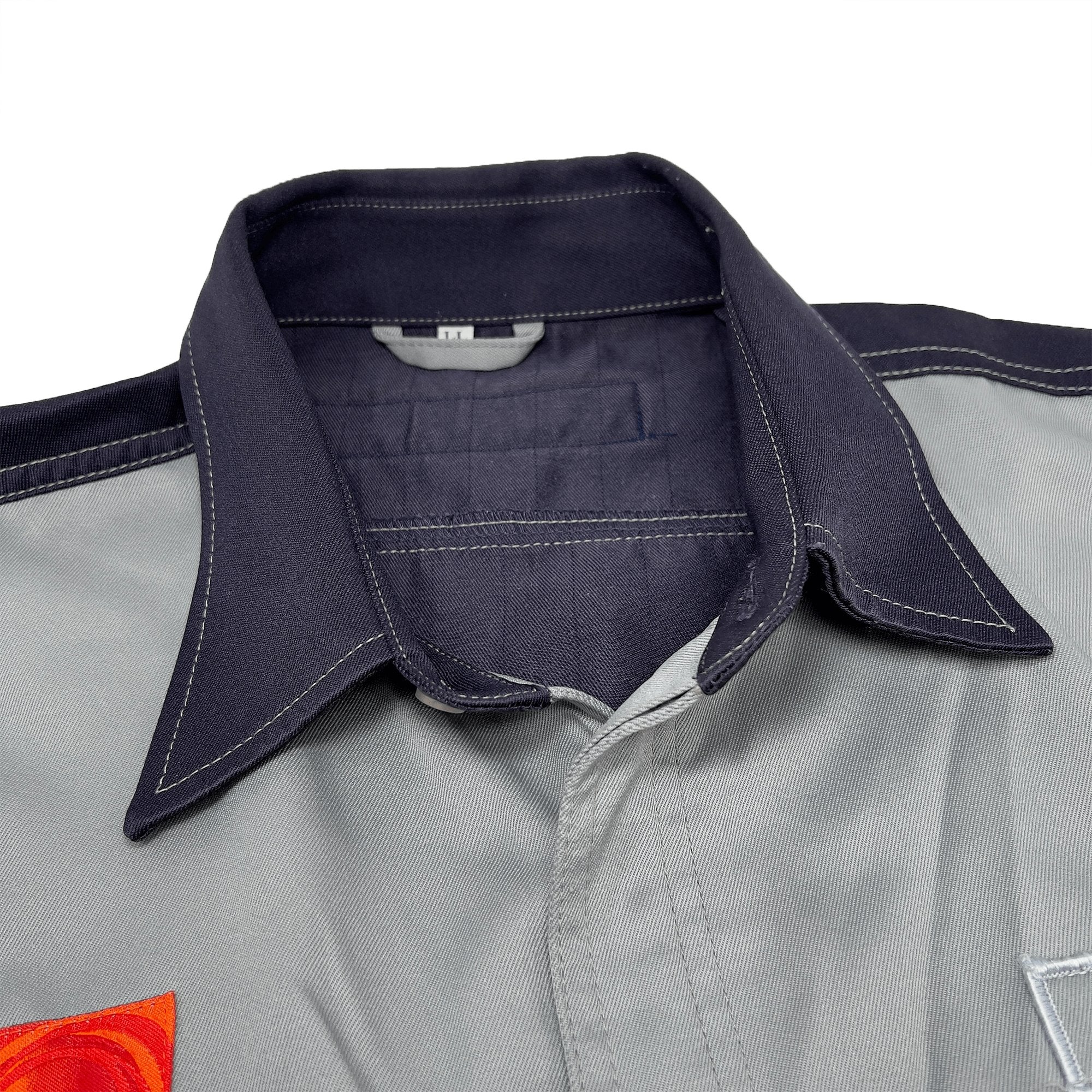 Retro Japan JDM ENEOS Oil Staff Long Sleeve Button Up Shirt Blue - Sugoi JDM