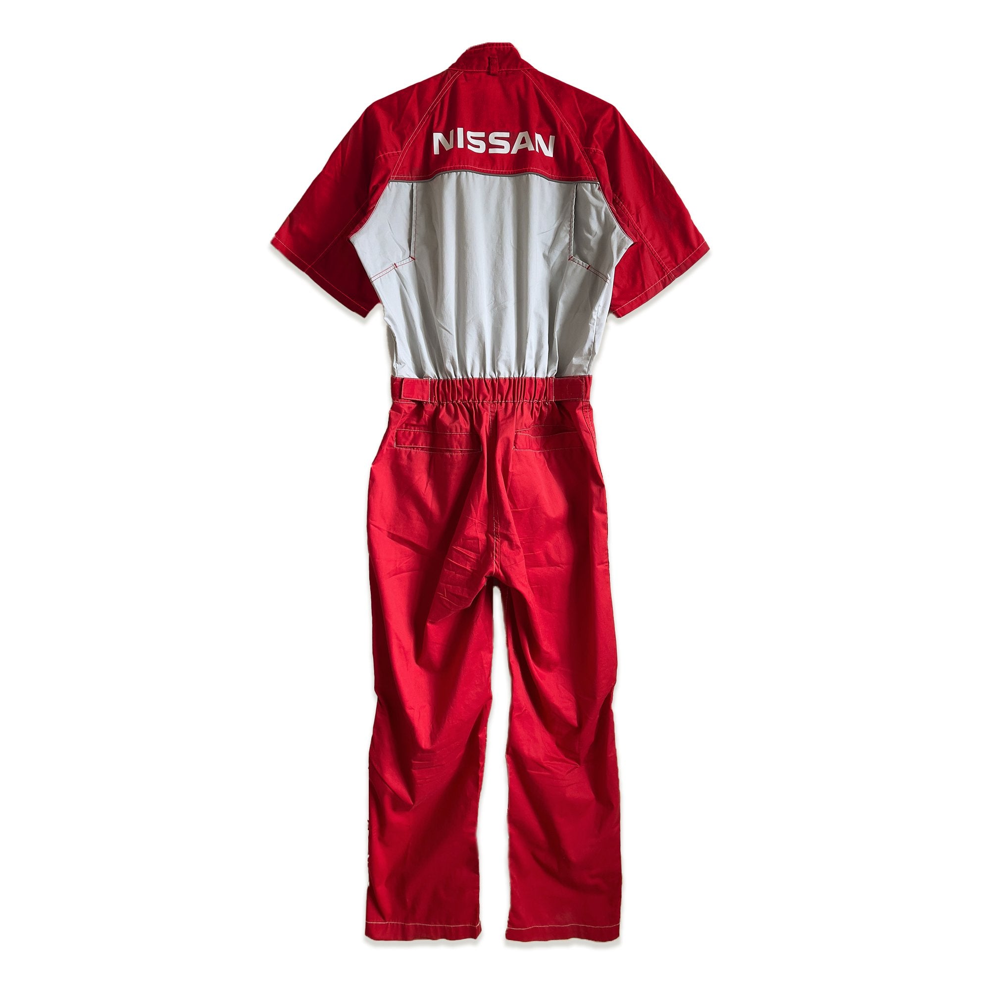 Retro Japan JDM Nissan Summer Tsunagi Mechanics Short Sleeve Coverall Red - Sugoi JDM