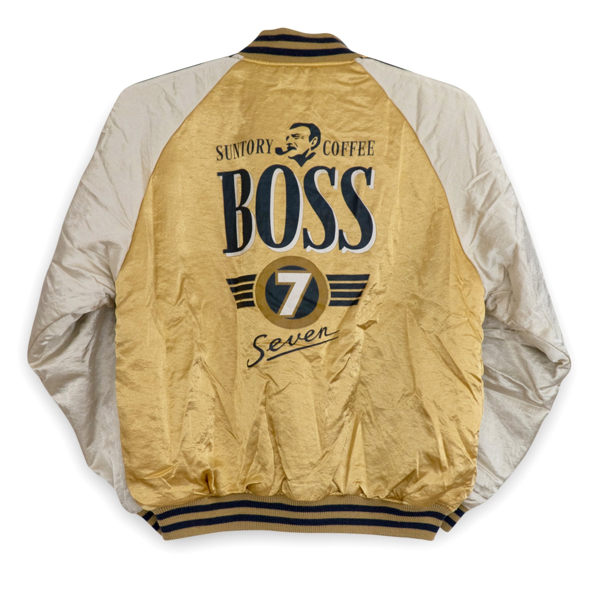 Retro Japan JDM Suntory Boss Coffee 7 Seven Baseball Varsity Jacket - Sugoi JDM