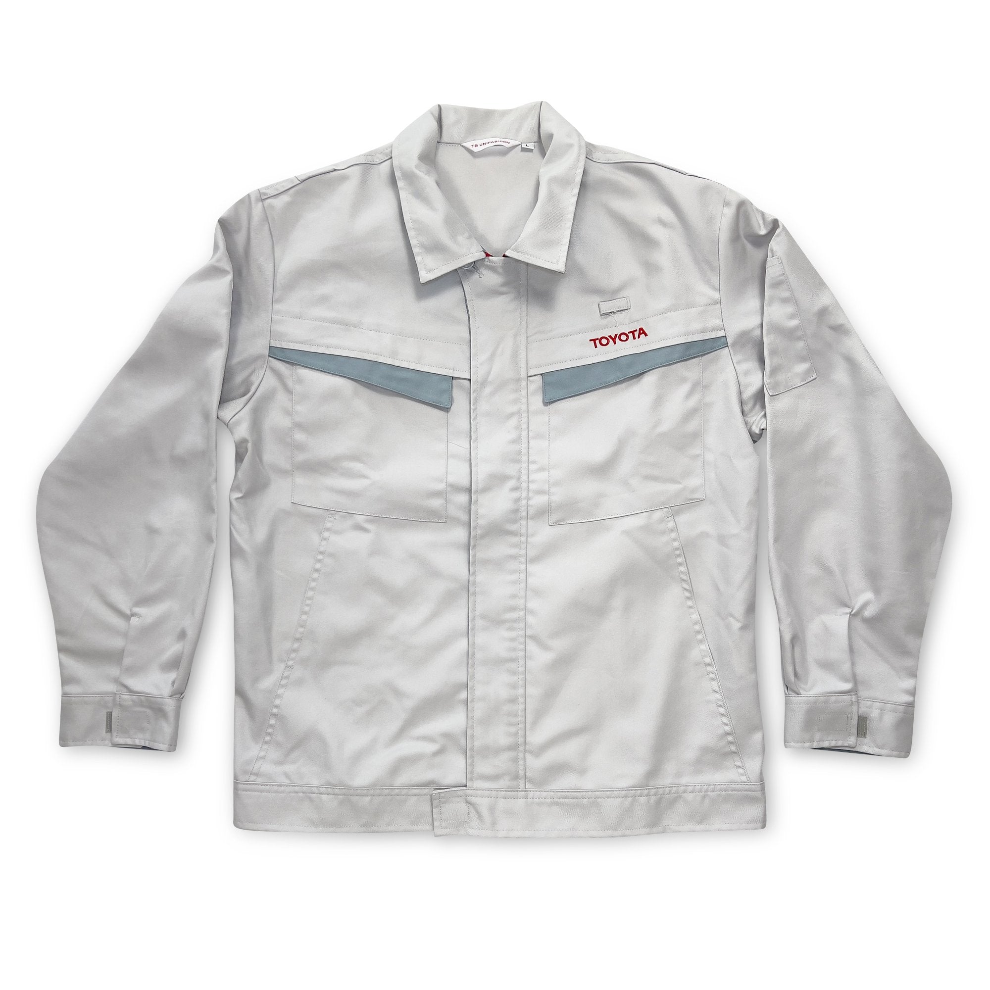 Retro Japan JDM Toyota Motors Staff Uniform Jacket Light Grey - Sugoi JDM