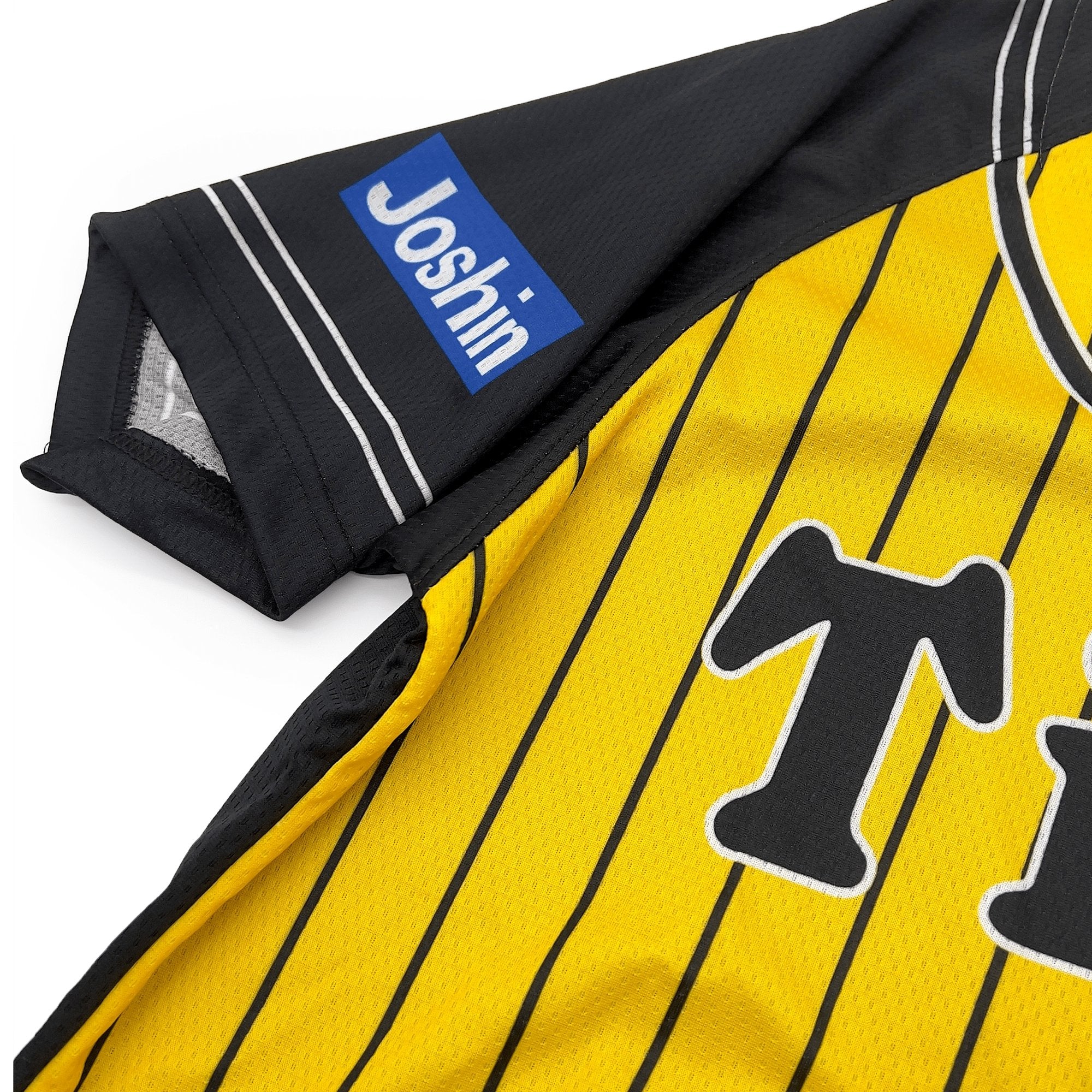 Retro Japan Promotional Hanshin Tigers Pin Stripe Baseball Light Jersey Yellow - Sugoi JDM