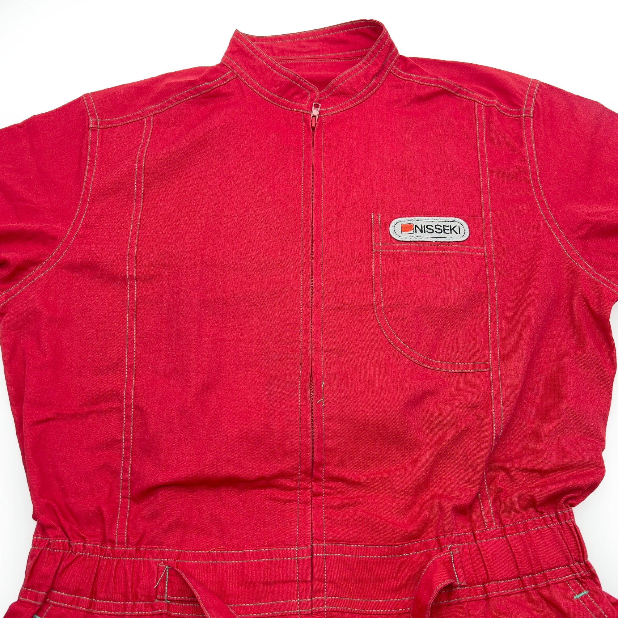 Retro JDM Japan Nisseki Dash Racer 100 Mechanic Coveralls Tsunagi Red - Sugoi JDM