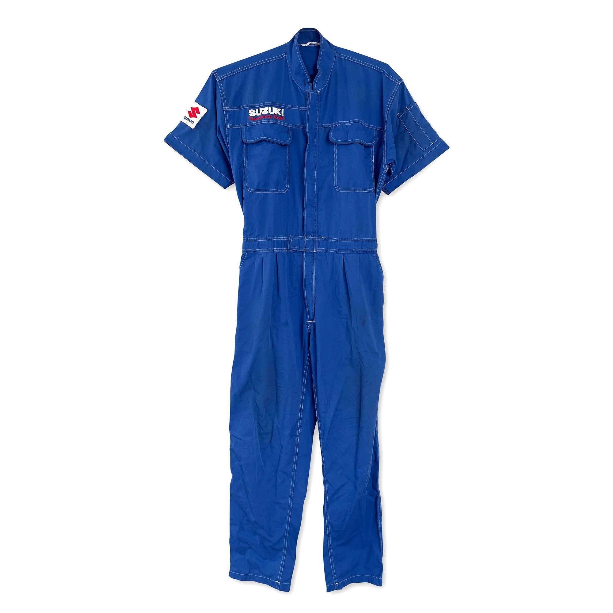 Retro JDM Japan Suzuki Short Sleeve Summer Mechanic Coveralls Tsunagi Blue - Sugoi JDM