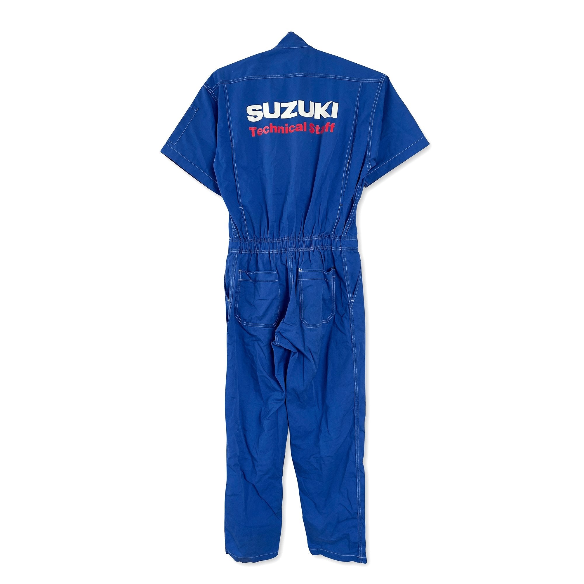Retro JDM Japan Suzuki Short Sleeve Summer Mechanic Coveralls Tsunagi Blue - Sugoi JDM
