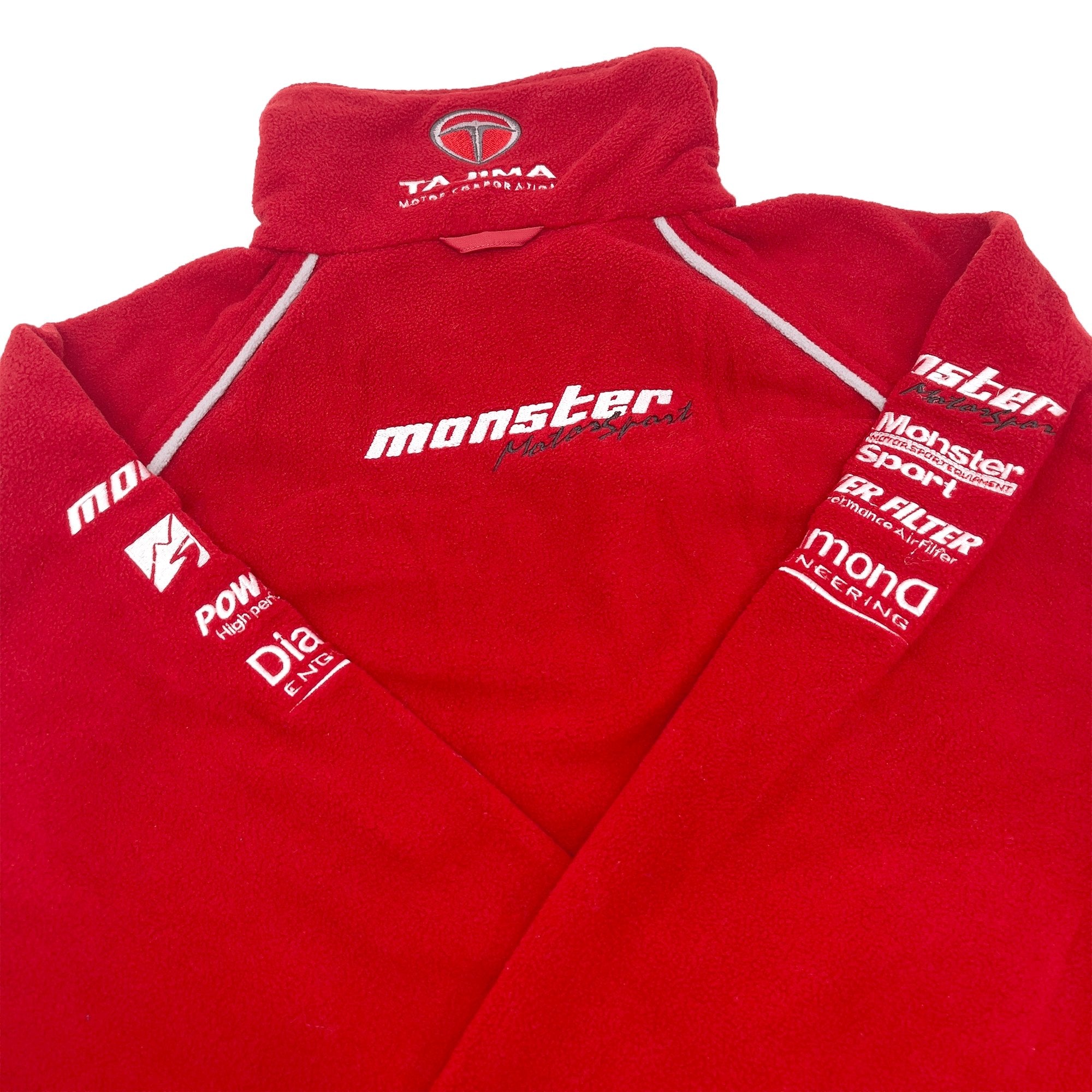 Retro JDM Japan Tajima Corporation Monster Sport Fleece Jacket Red - Sugoi JDM