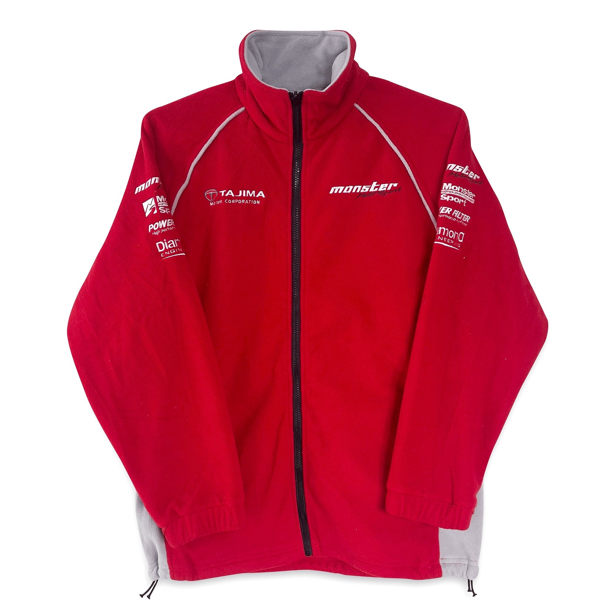 Retro JDM Japan Tajima Corporation Monster Sport Fleece Jacket Red - Sugoi JDM