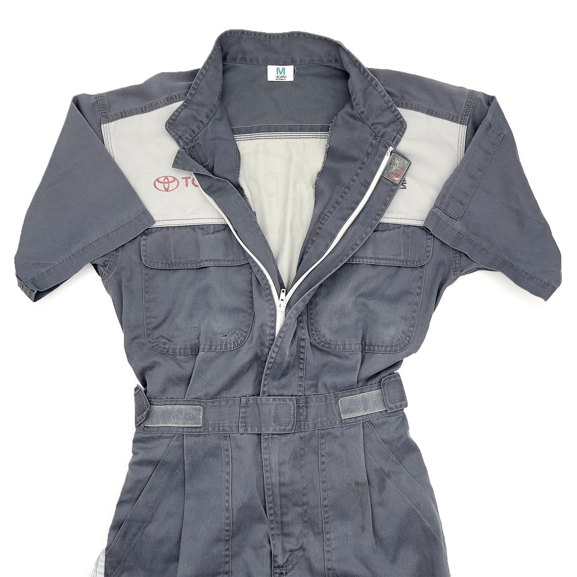 Retro JDM Japan Toyota Summer Short Sleeve Coveralls Tsunagi Suite Grey - Sugoi JDM