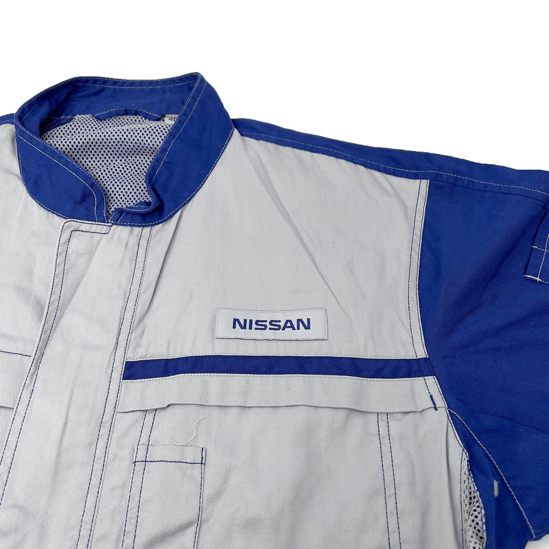 Retro JDM Nissan Summer Tsunagi Mechanics Coverall Short Sleeve Blue - Sugoi JDM