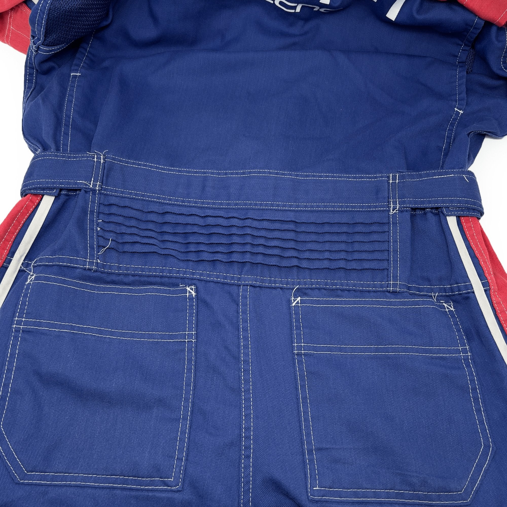 Retro JDM Toyota Toyopet Tecno Coveralls Mechanic Suite Tsunagi Blue Red - Sugoi JDM