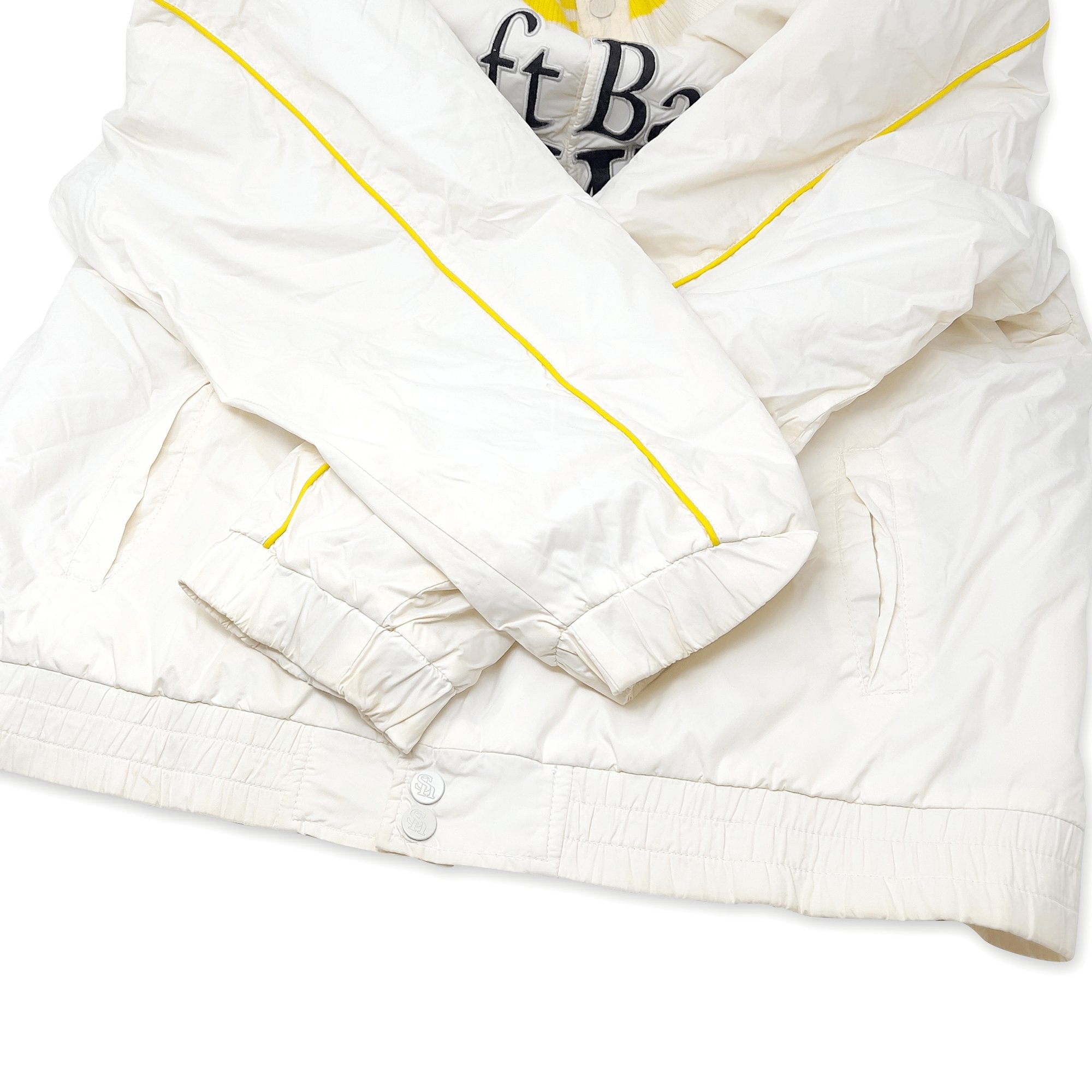 Retro Official NPB Japan Fukuoka Softbank Hawks Team Jumper Jacket White - Sugoi JDM