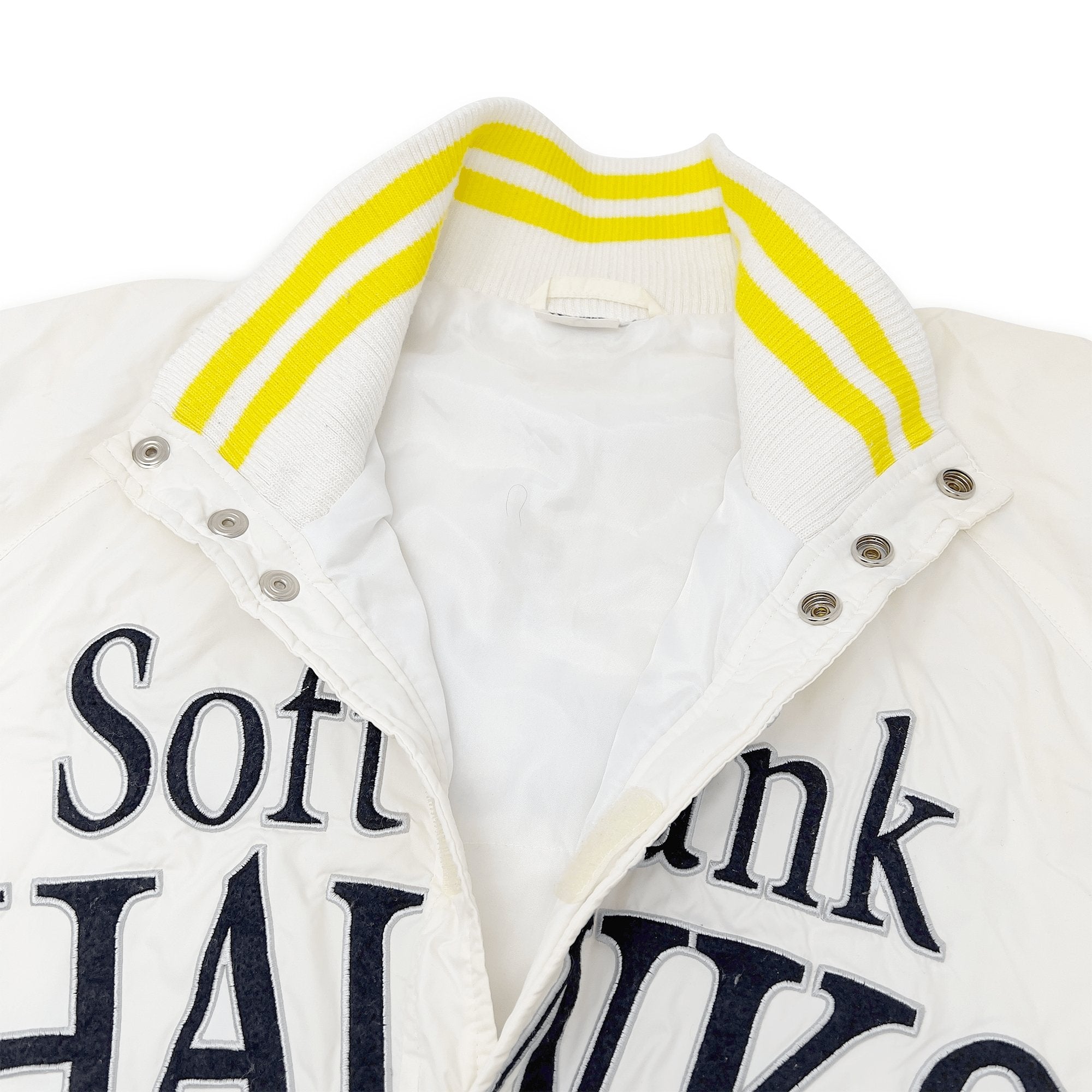 Retro Official NPB Japan Fukuoka Softbank Hawks Team Jumper Jacket White - Sugoi JDM