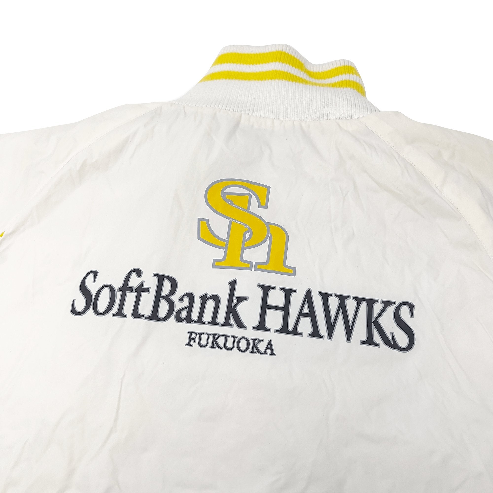 Retro Official NPB Japan Fukuoka Softbank Hawks Team Jumper Jacket White - Sugoi JDM