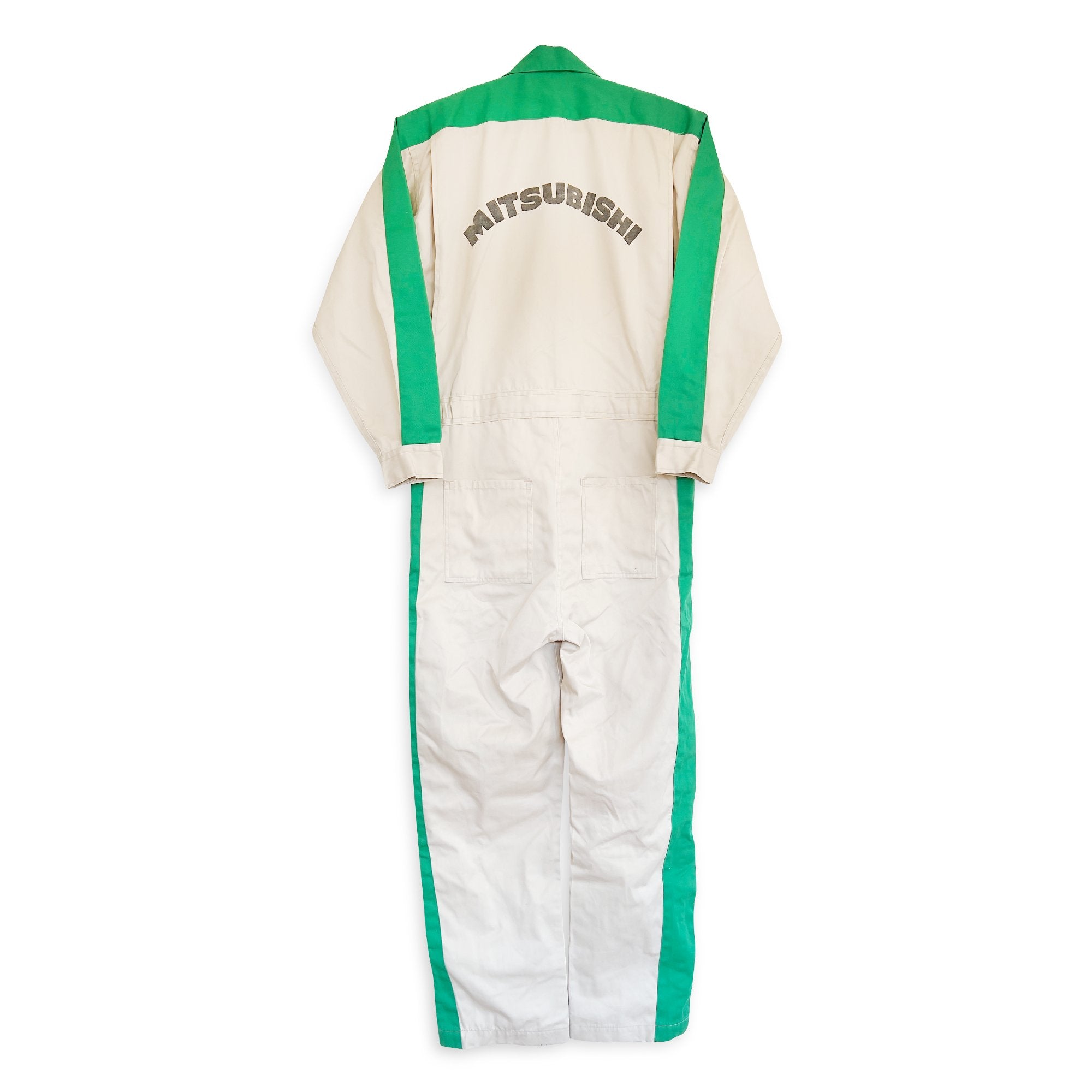 Vintage JDM Japan Showa Mitsubishi Motors Coveralls Tsunagi Beige - Sugoi JDM