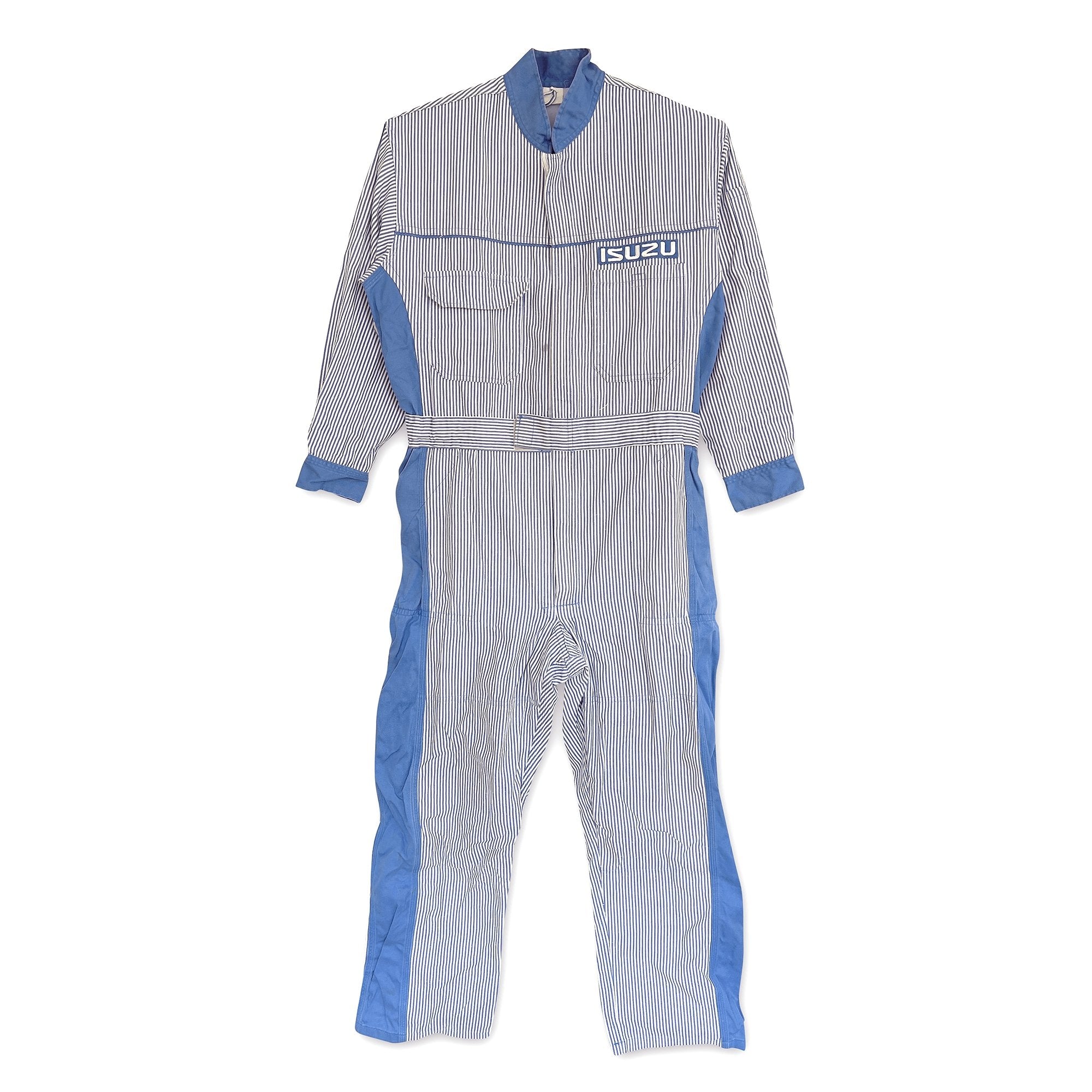 Vintage Showa JDM Isuzu Car Truck Work Tsunagi Coveralls Uniform Pin Stripe Blue - Sugoi JDM