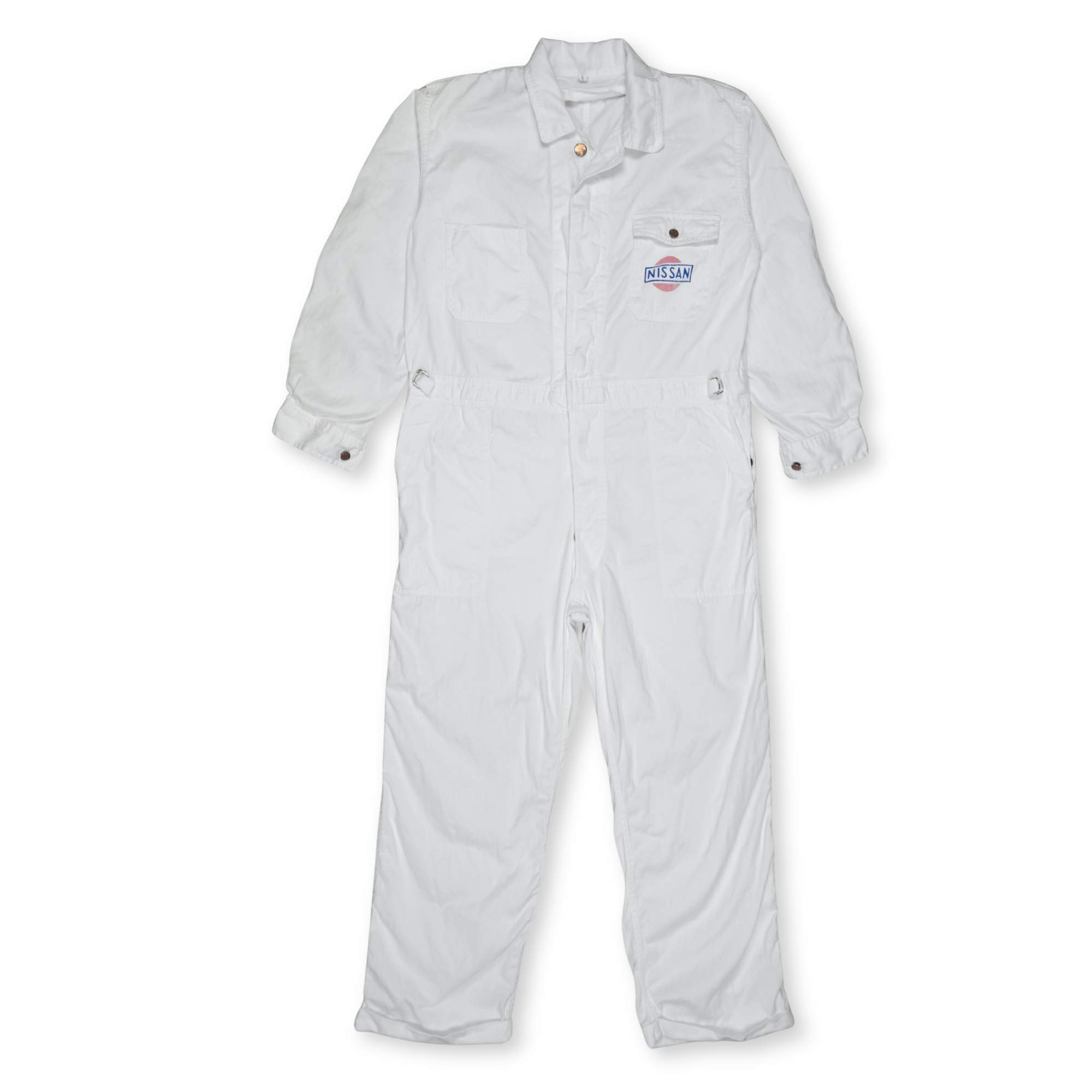 1970s Vintage Showa Era Japan JDM Nissan Tsunagi Coverall Uniform White - Sugoi JDM